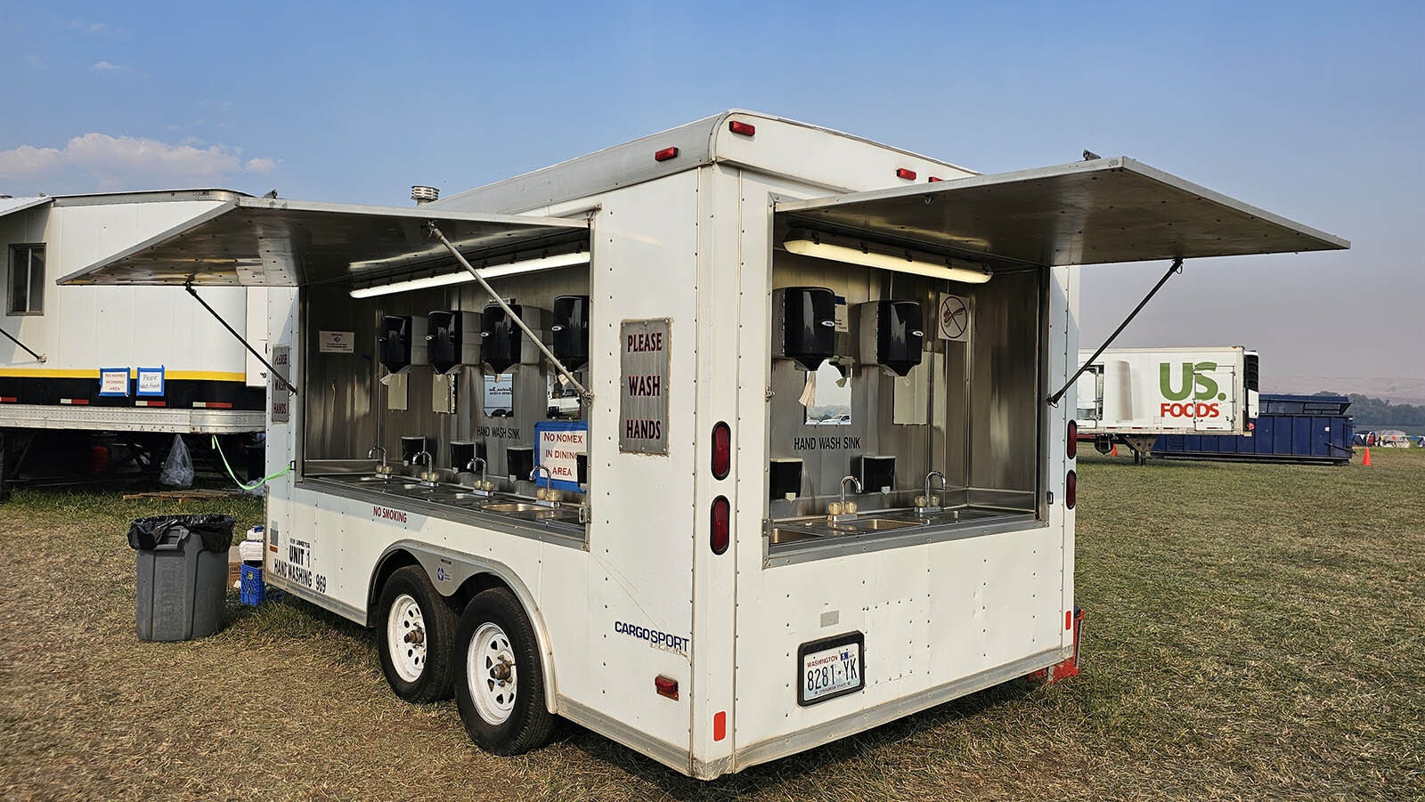 Hand washing stations are available at various places in the temporary firefighters city.