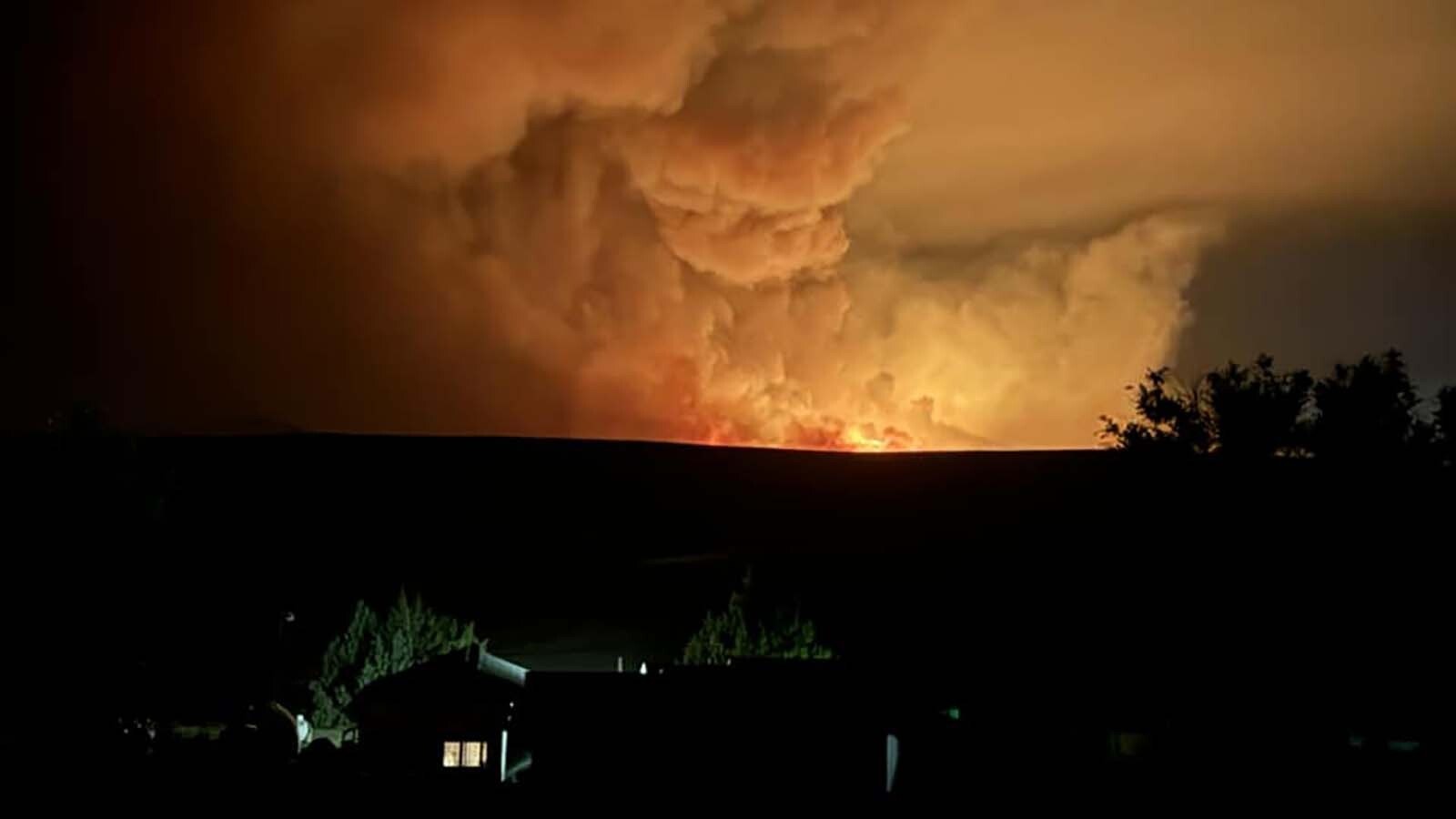 The Elk Fire burning just west of Dayton, Wyoming, has exploded from 27 acres Friday to an estimated 22,000 acres Monday.