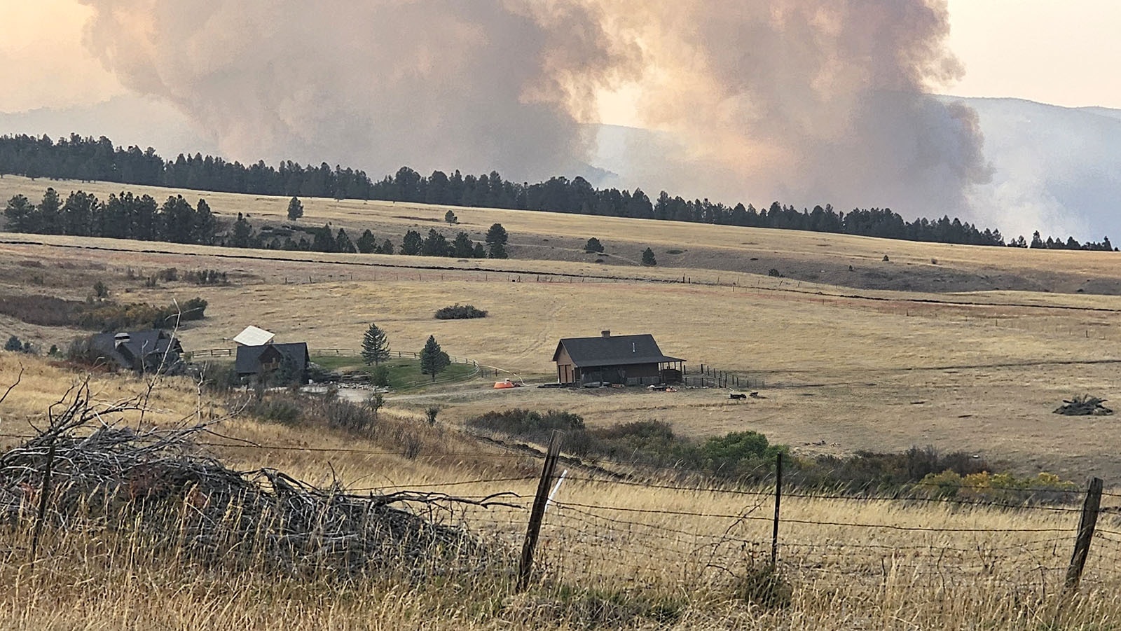 Portable water ponds set up at a home in the path of the Elk Fire. Dozer line and fire retardant have already been set in place to protect the home if and when the fire gets to this point. It's part of the structure protection measures put in place for homes in the area.