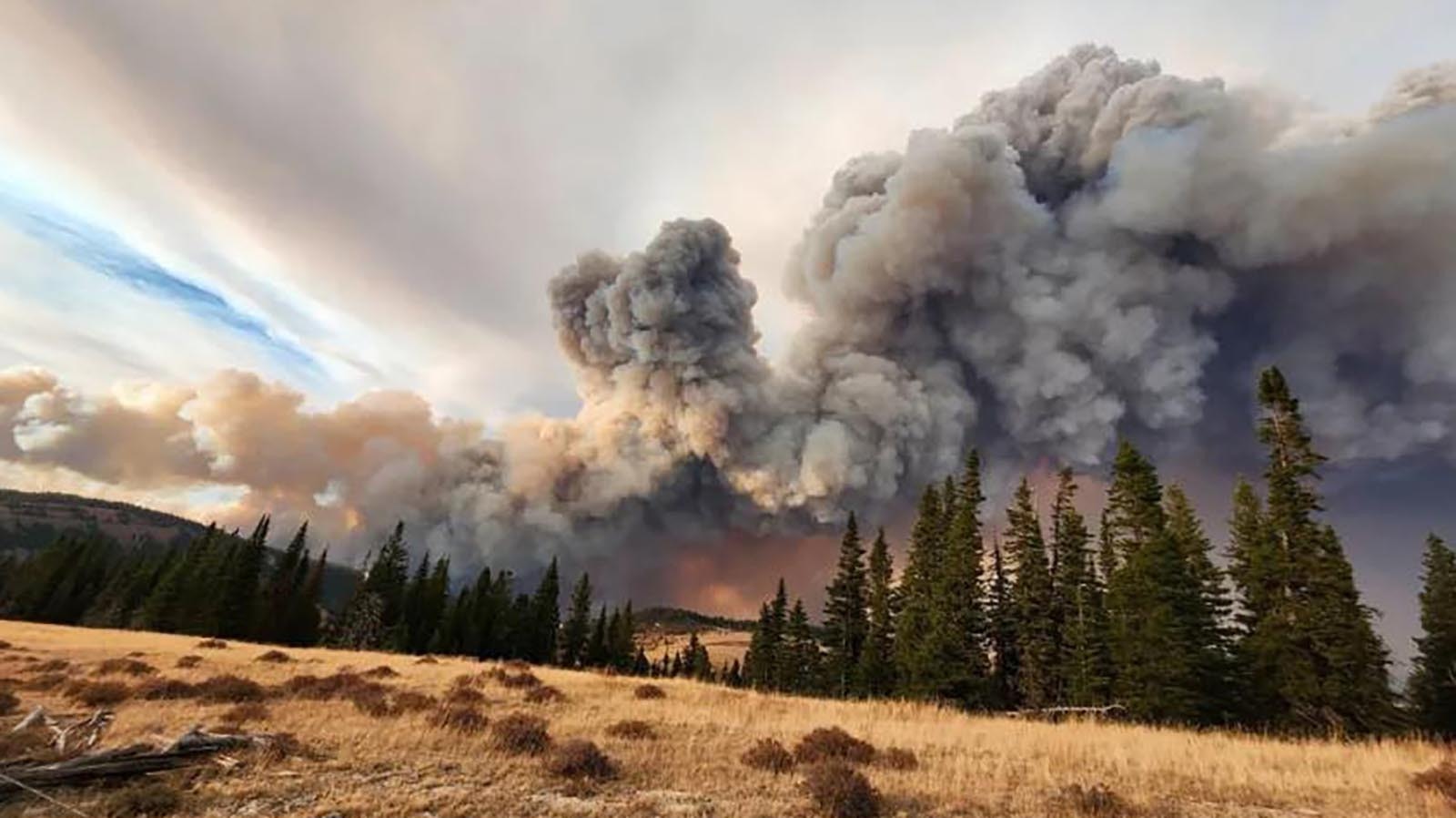 The Elk Fire is an ominous sight burning northeast of Antelope Butte Ski Resort.