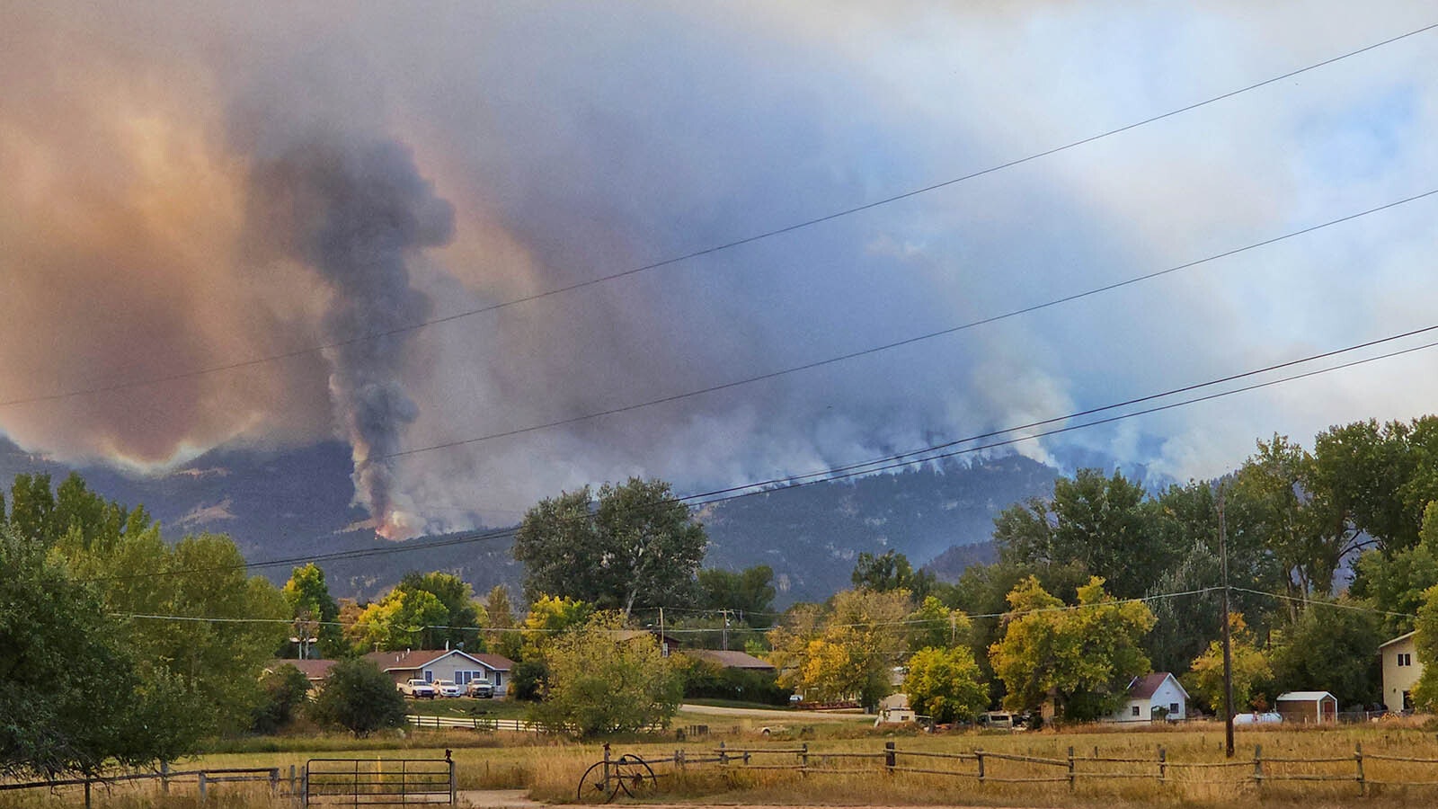 The Elk Fire has left the face of the Bighorn Mountains above Dayton, Wyoming, blackened.