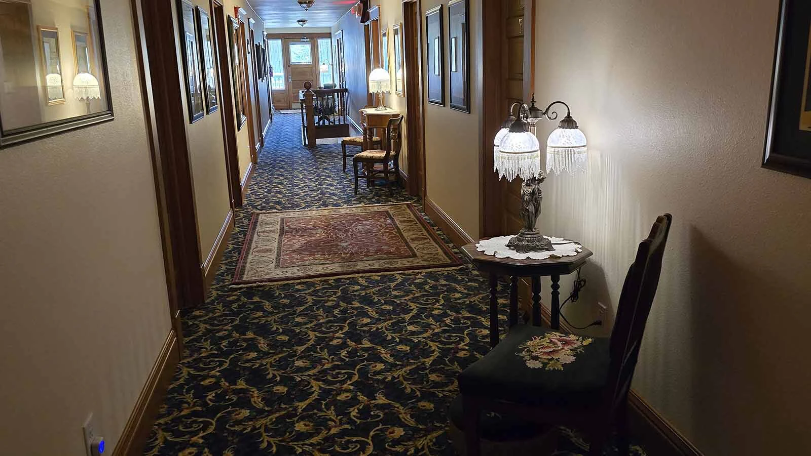Chairs await out side the rooms at Elk Mountain Hotel.