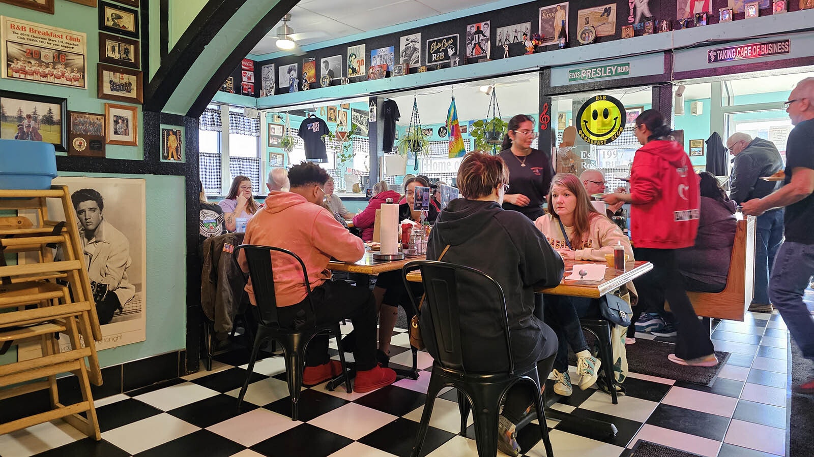 Weekends are packed at the R&B Breakfast Club on Lincolnway in Cheyenne, where it's always 1957 and Elvis rules.