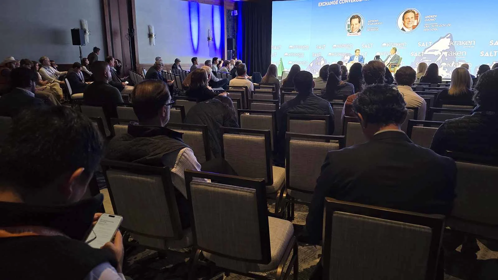 A crowd gathered in one of the ballrooms at the Four Seasons Resort to talk about cryptocurrency and other digital assets for the Wyoming Blockchain Symposium.