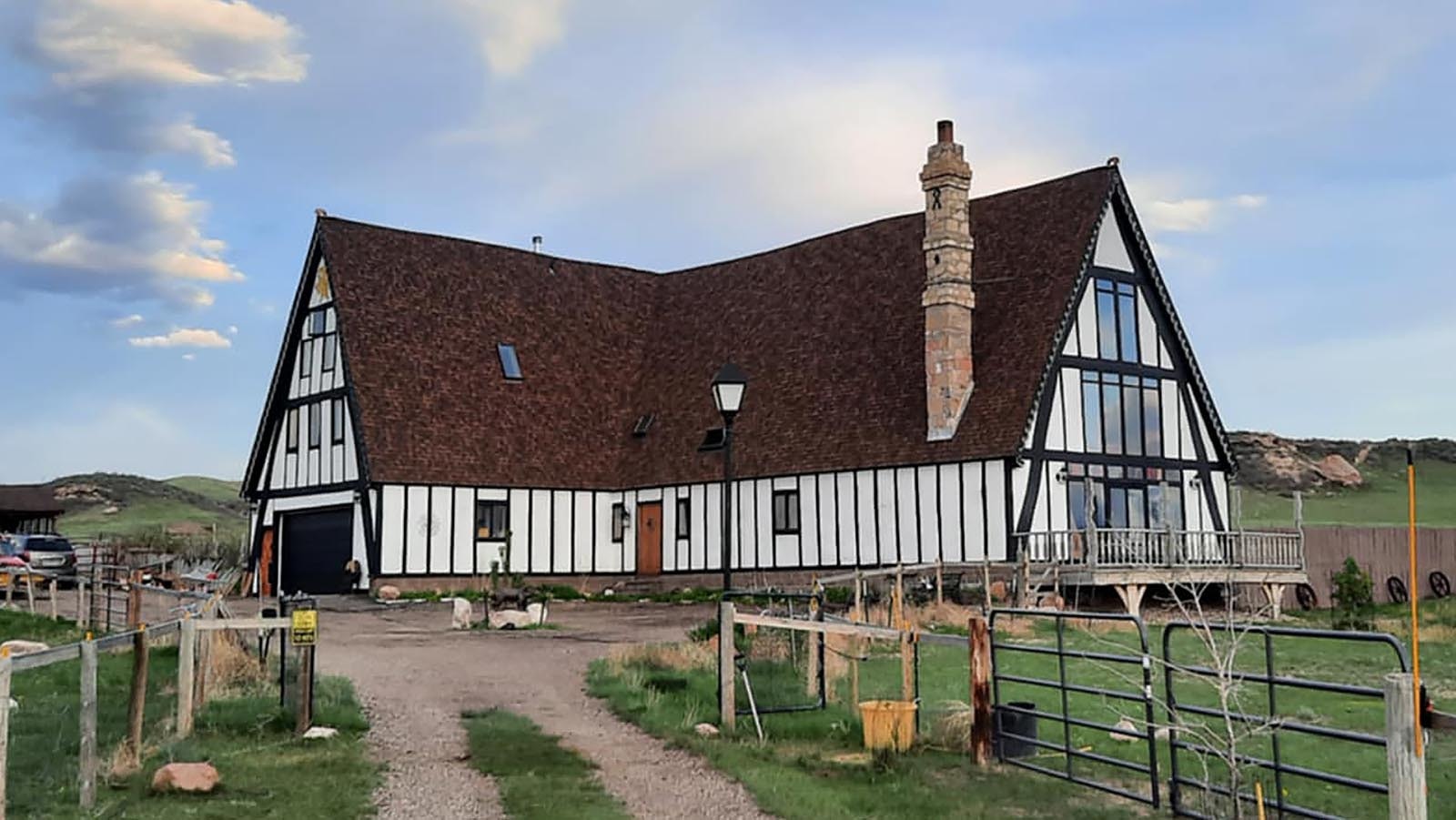 Angelcyn Heall during the summer in Happy Valley near Cheyenne. It's built as a historic English mead hall.