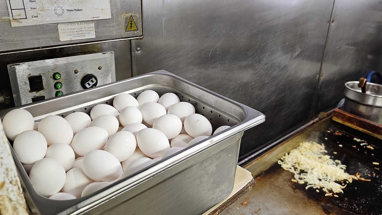 Dozens of eggs await some grill love at Diamond Horseshoe Cafe in Cheyenne.