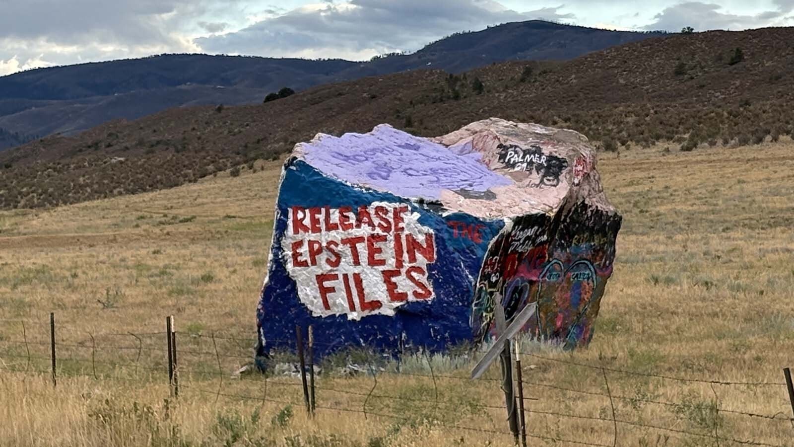 An oft-painted rock south of the Wyoming-Colorado border is demanding the release of the Epstein files. So are Wyoming leaders on both sides of the political aisle, left and right.