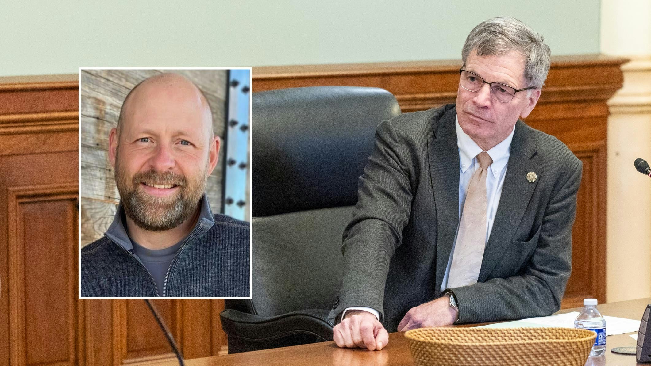 Dr. Eric Cubin, left, is suing Gov. Mark Gordon for reinstatement to the Wyoming State Board of Medicine.