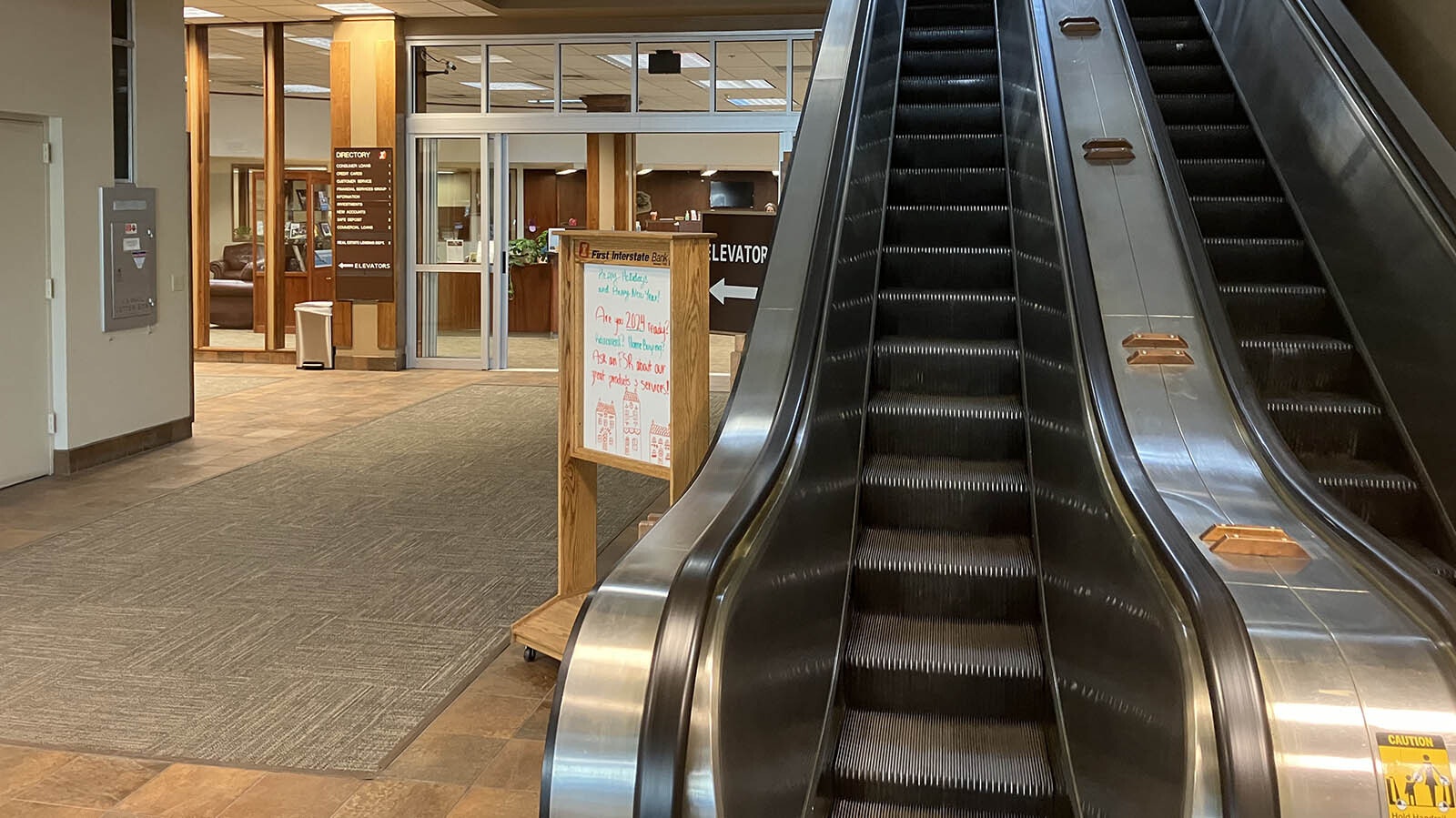 One of only two escalators in Wyoming is part of the sale of the First Interstate Bank building at 104 S. Wolcott St. in Casper.