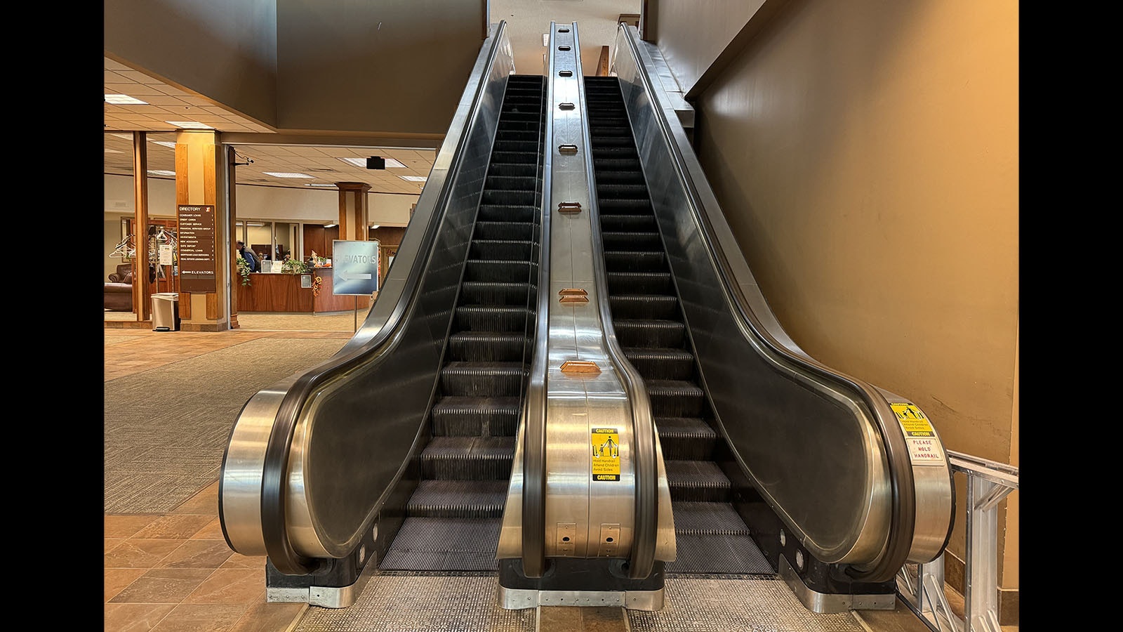 The escalators in the First Interstate Bank building in downtown Casper. These escalators were installed during the building's construction, which opened in 1958.