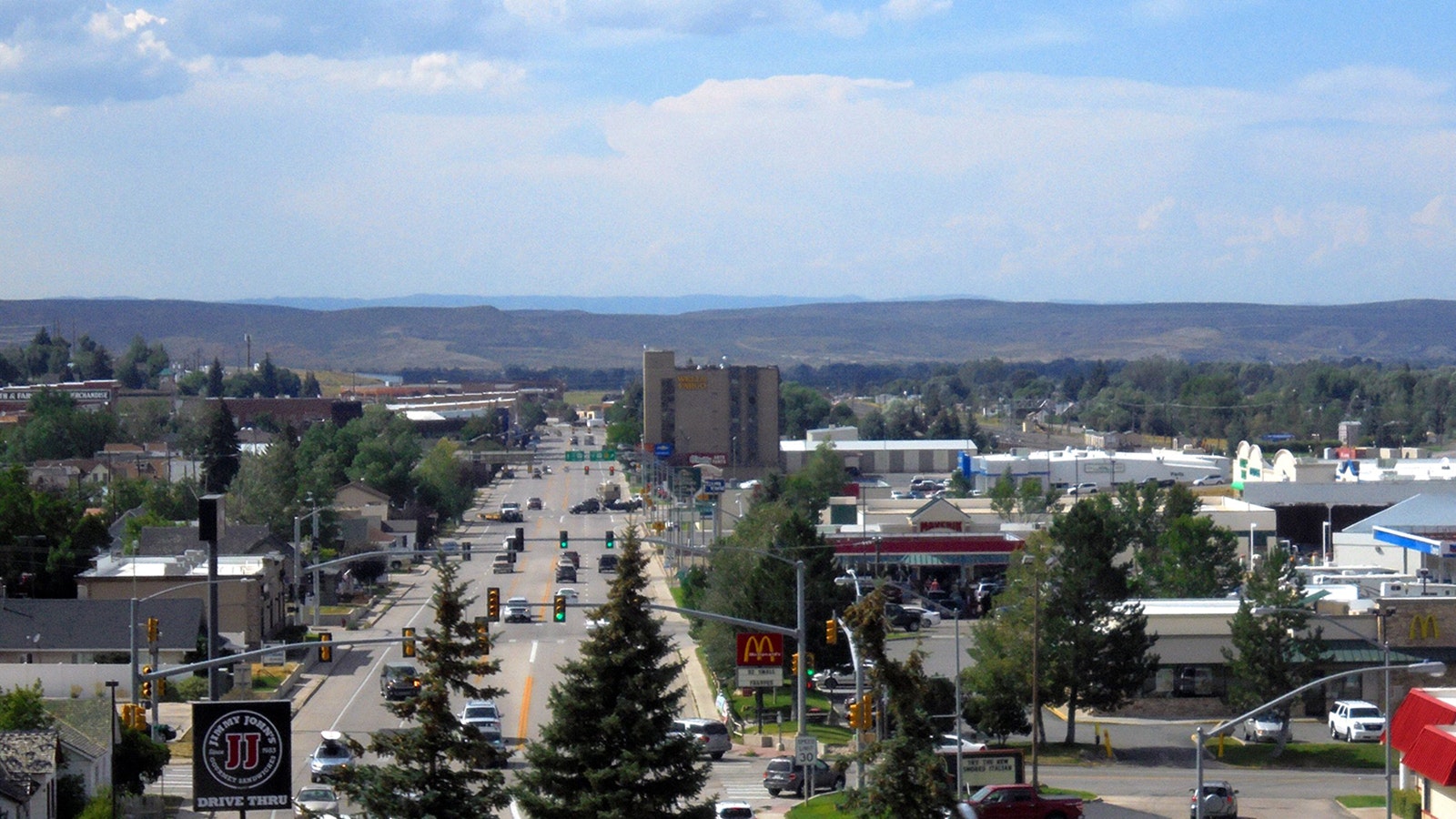 The main business district of Evanston, Wyoming.