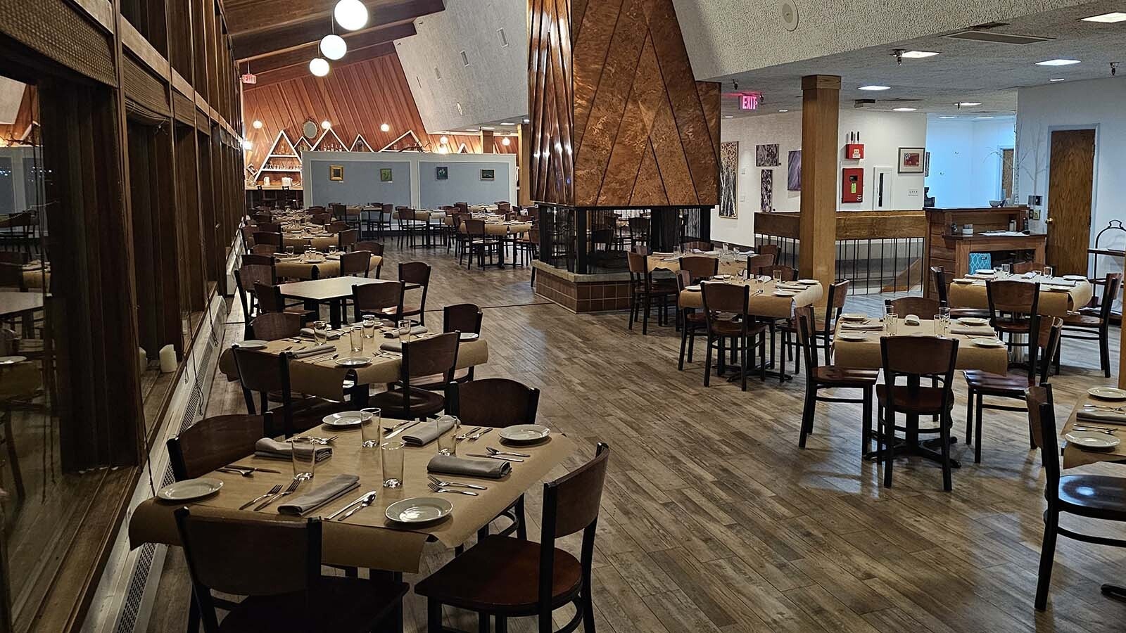 The tables are all set and waiting for customers.