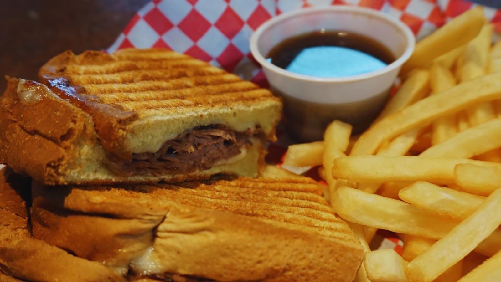 French dip and fries at Expresso Lube in Gillette, Wyoming.