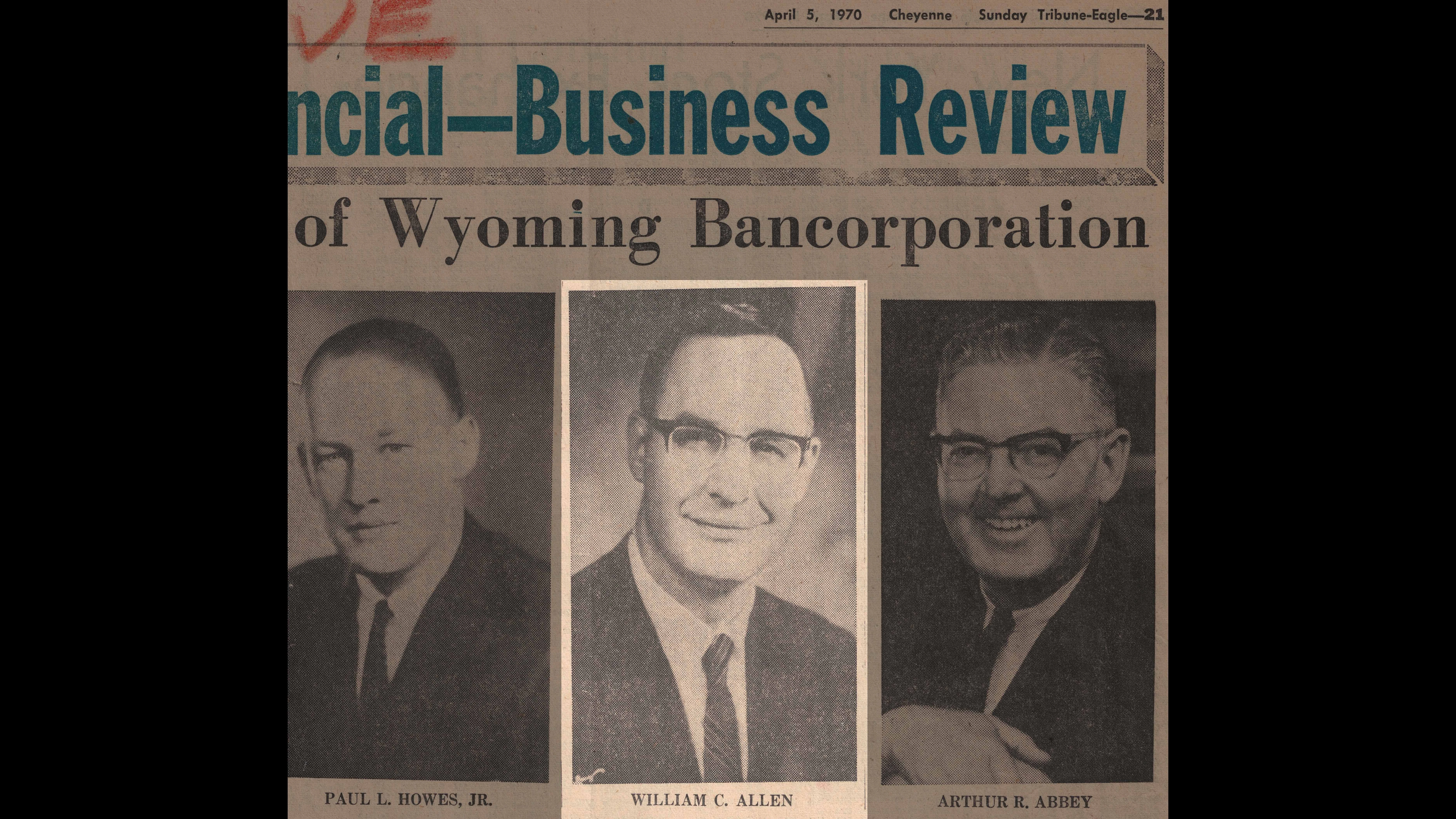 Bill Allen was president of Cheyenne National Bank when he was targeted in a $2,000 extortion scheeme that included a threat to kill his family.