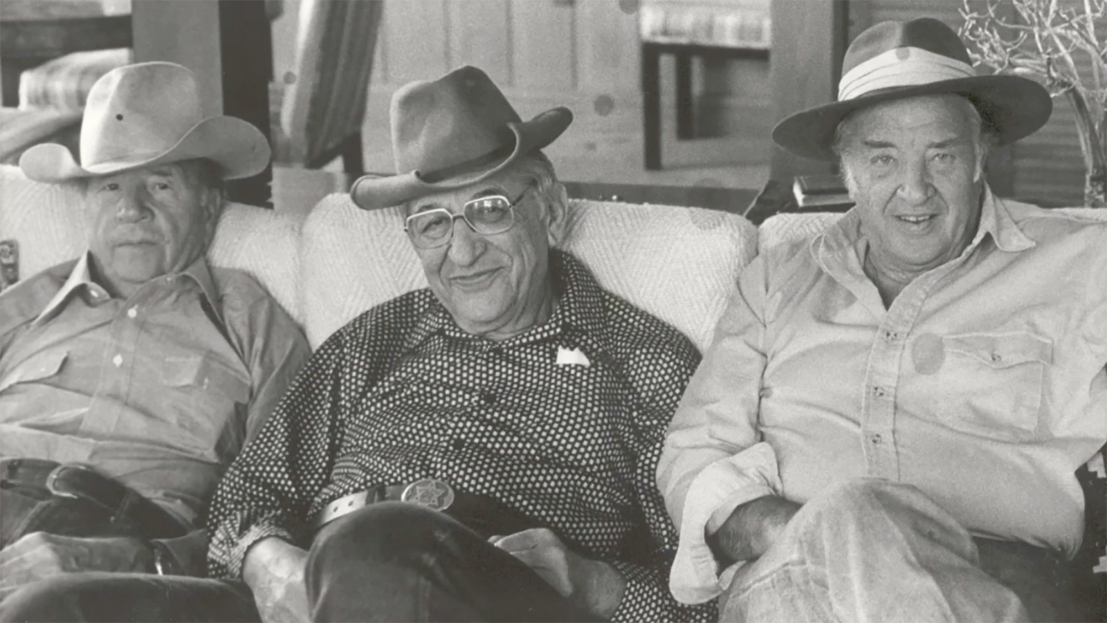 John Bugas, fromt left, Max Fisher and Henry Ford II relax during a visit to Bugas’ ranch. They remained good friends until Bugas’ death.