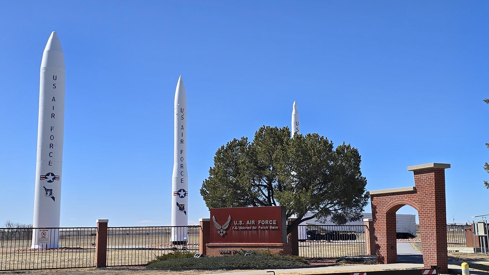 The high security of F.E. Warren Air Force Base begins before people get to the gates.