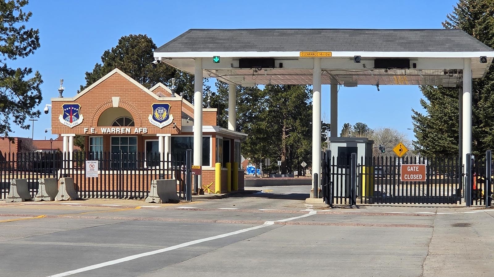 The high security of F.E. Warren Air Force Base begins before people get to the gates.