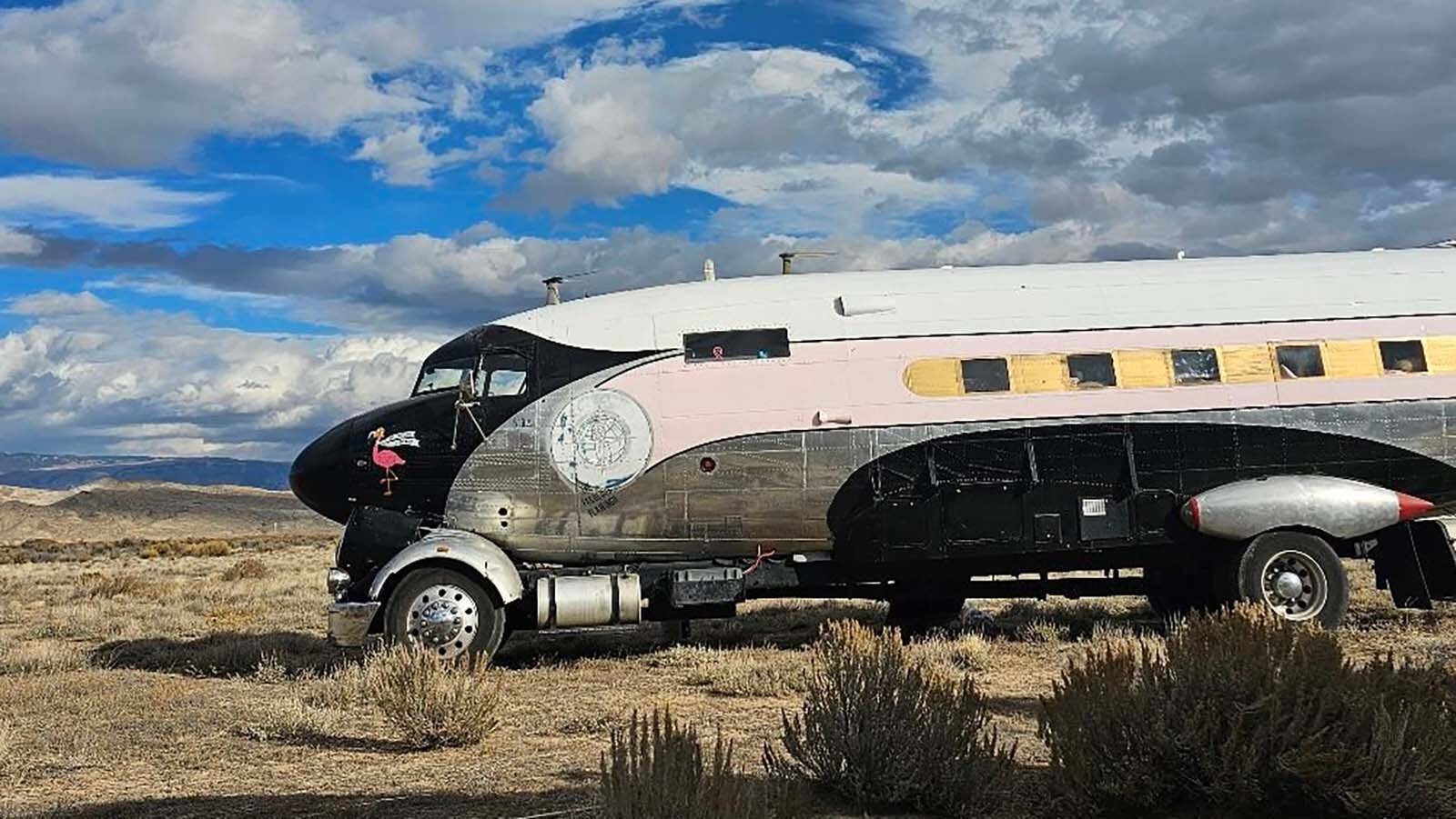 The "Fabulous Flamingo" is a World War II airplane that's been converted into a one-of-a-kind motorhome. It was recently spotted in Wyoming as its owner cruised into Greybull to look at another vintage aircraft that could be converted into a motorhome.