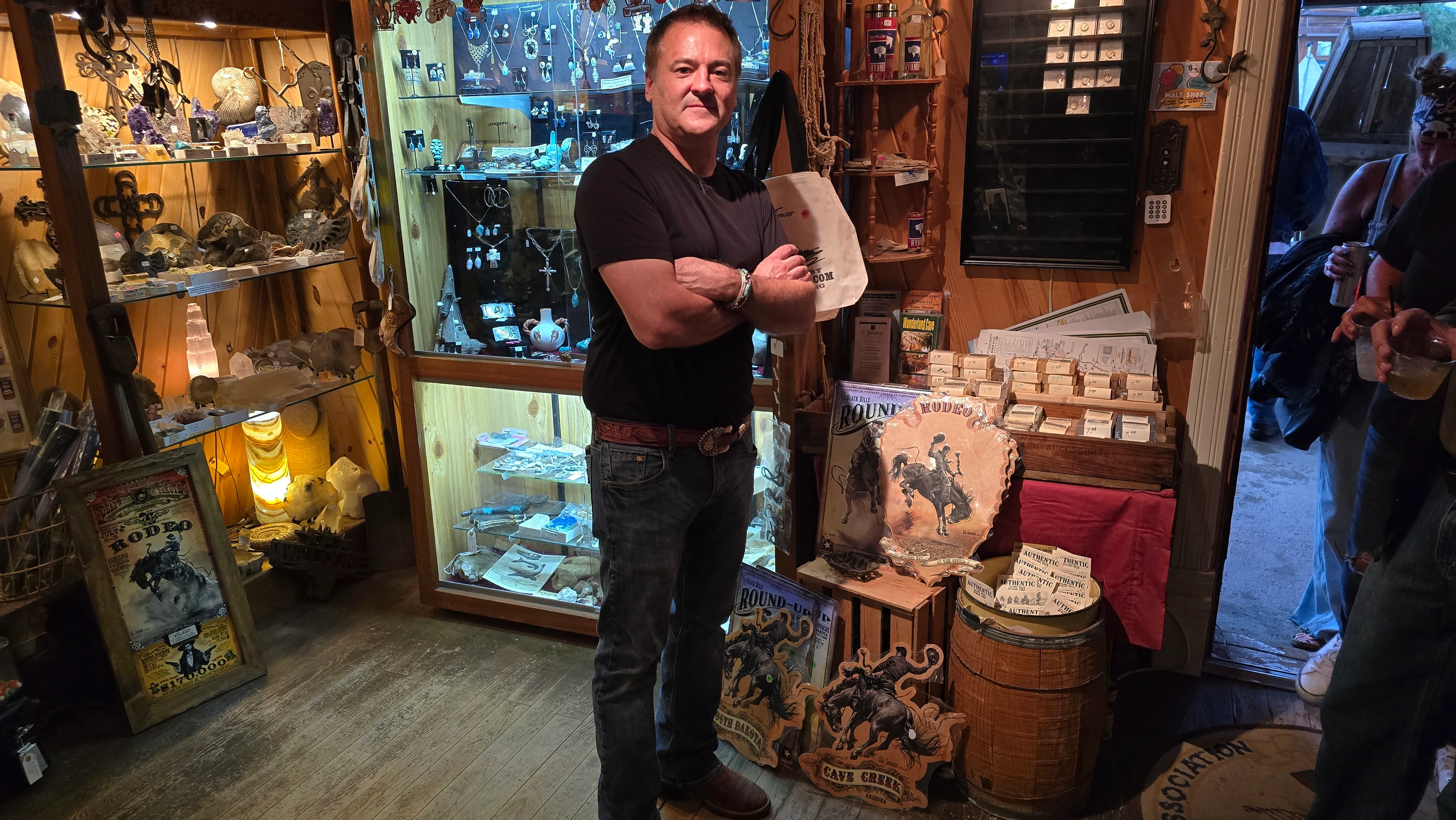 Western artist Bob Coronato at his Rogues Gallery in Hulett, where he sells a variety of western curios and art. Coronato believes he’s spotted a new high-dollar art scheme that uses AI to generate high-quality Western paintings.