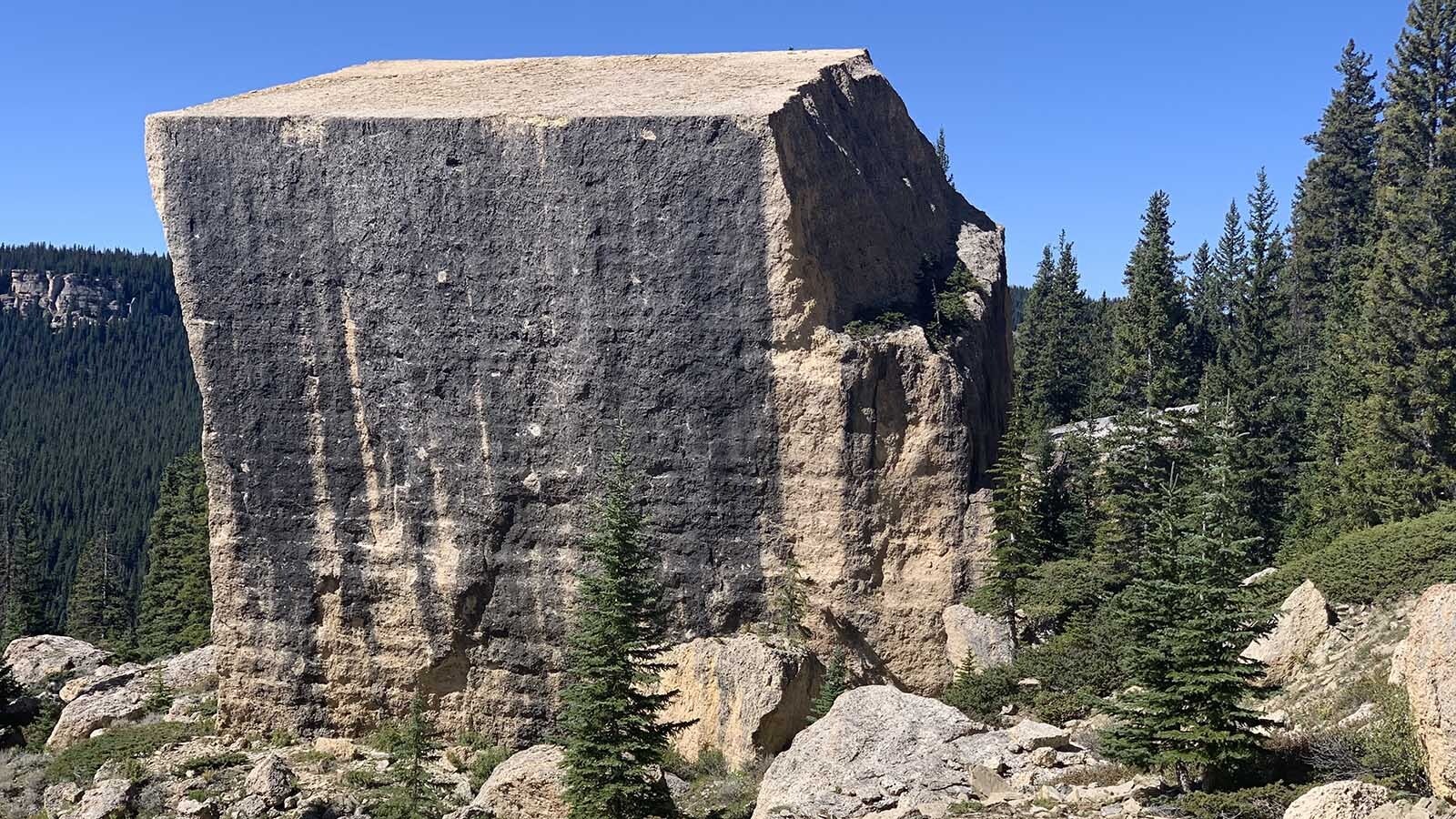 Believe it or not, Falling Rock in Wyoming's Bighorn Mountains is a giant 75-foot square boulder that is all natural. No human or alien influences shaped this huge cube.