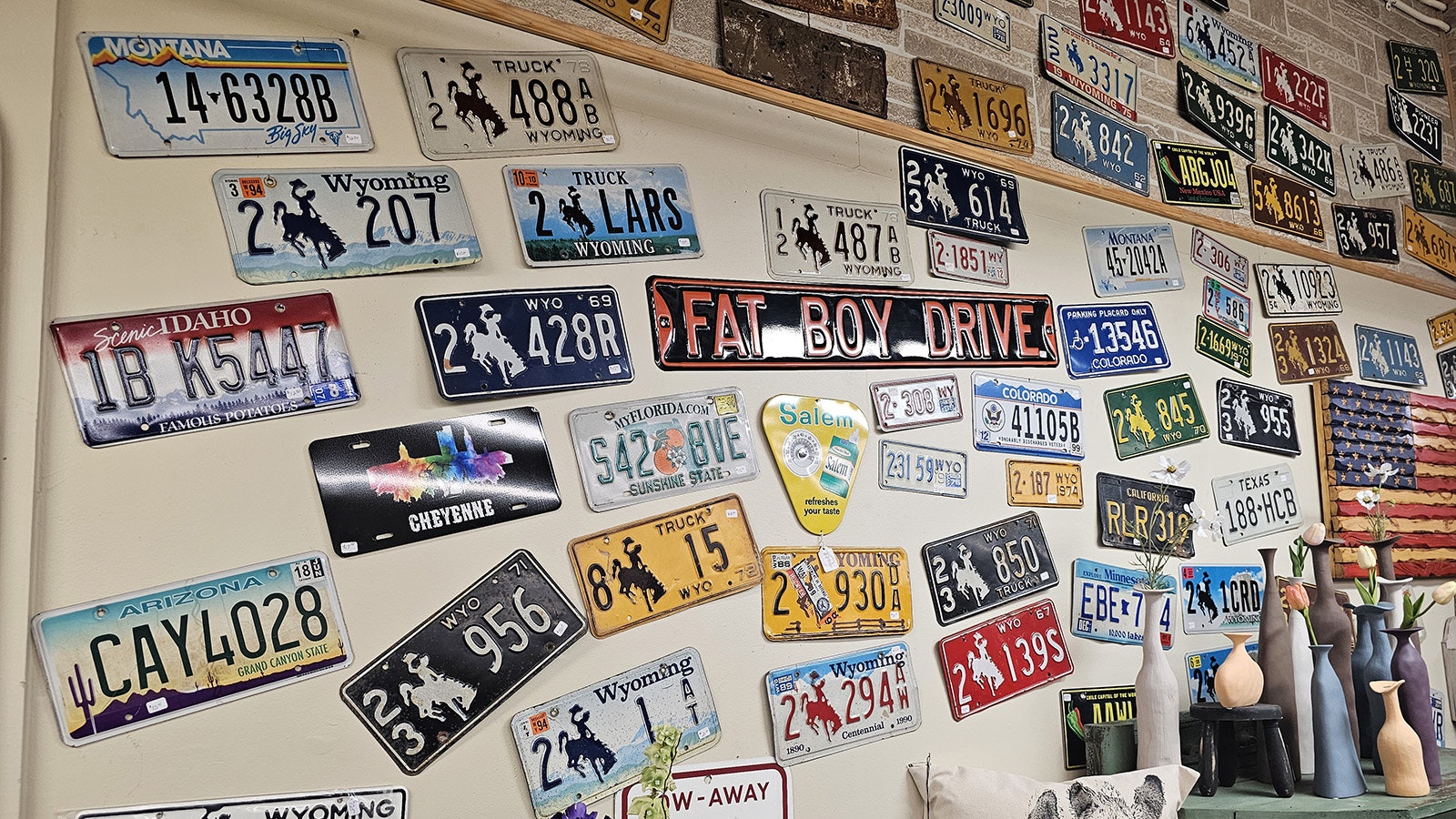 Our Place in Cheyenne sells a wide variety of Wyoming license plates to collectors, many of them international tourists.