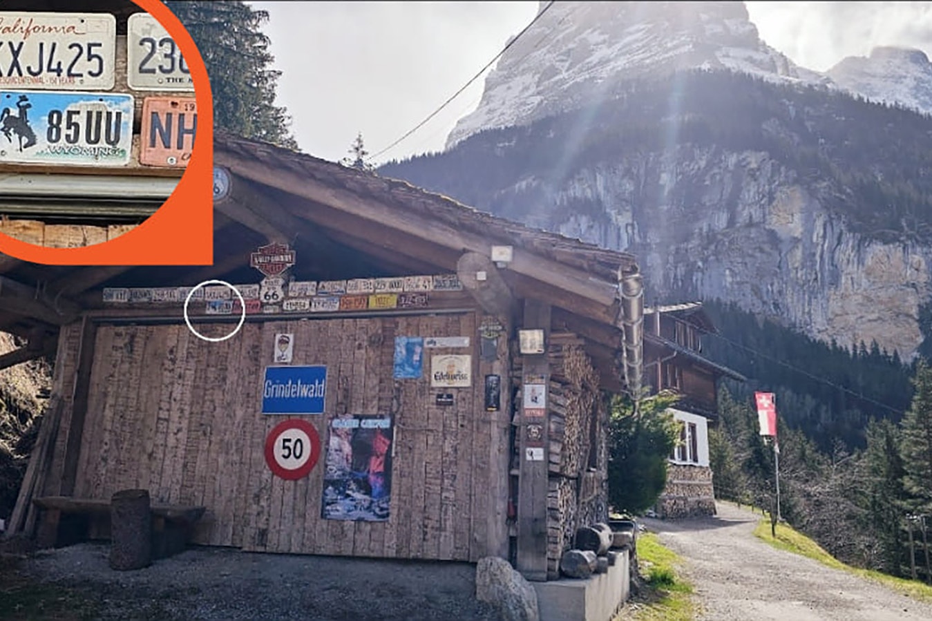 This photo shared on Facebook by Cheyenne resident Monica Taylor Lee shows a Wyoming license plate from Laramie County on the outside wall of a seasonal restaurant in the Swiss Alps.