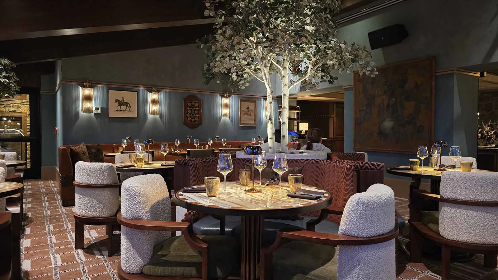 The evening dining room at Sure Hand, Faraway Jackson Hole’s all-day restaurant.