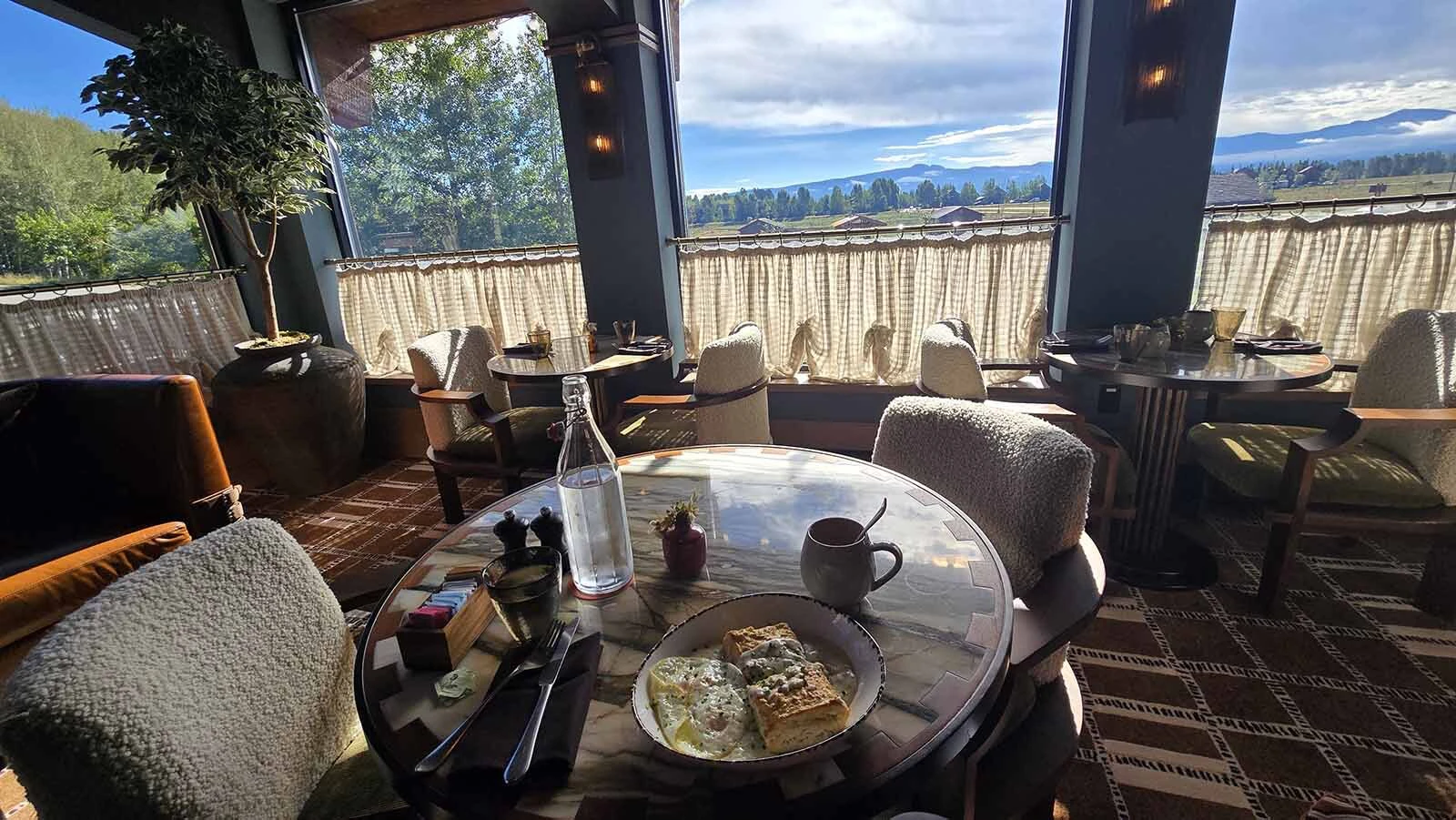 Breakfast comes with a view at Faraway Jackson Hole’s all-day restaurant, Sure Hand.