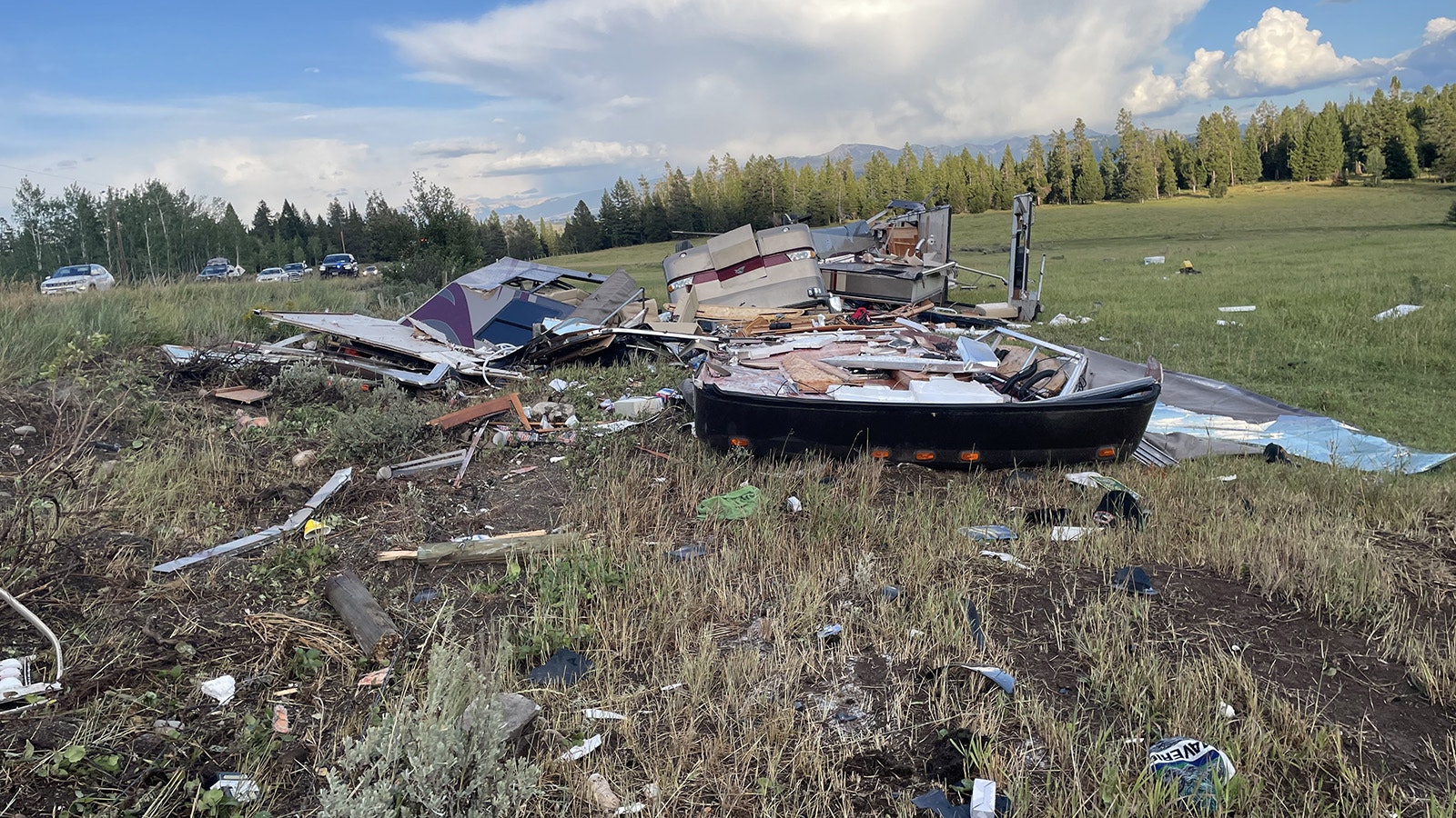 An RV on its way to Jackson, Wyoming, rolled over on Teton Pass on Wednesay, Aug. 14, 2024, killing on person and injuring four others inside.