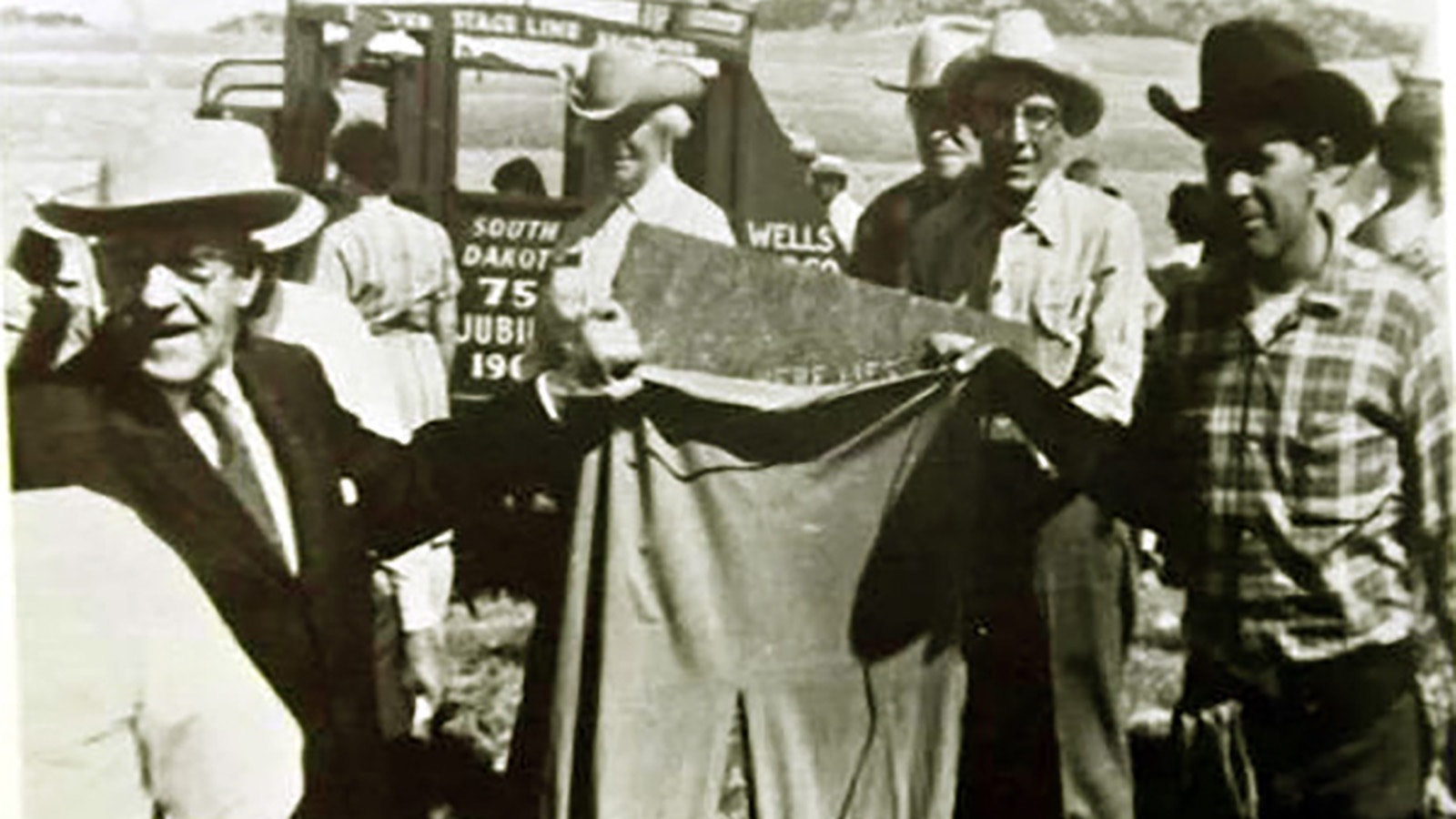 In 1964, a monument was erected over the unmarked grave of Mother Featherlegs. Russell Thorp, a former stagecoach driver, identified the grave and was present when it was unveiled using a replica of the pantaloons she was known to have worn.