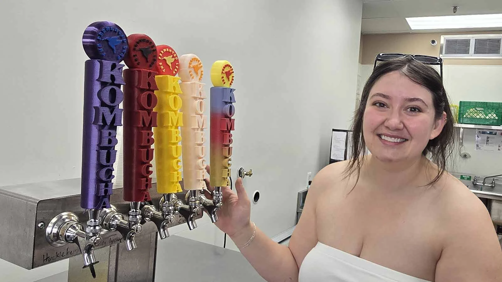 Kombucha is on tap at Wyogrown Microgreens & Things, but Bailey Monk, shown, plans to soon open her own store because her kombucha has become very popular.