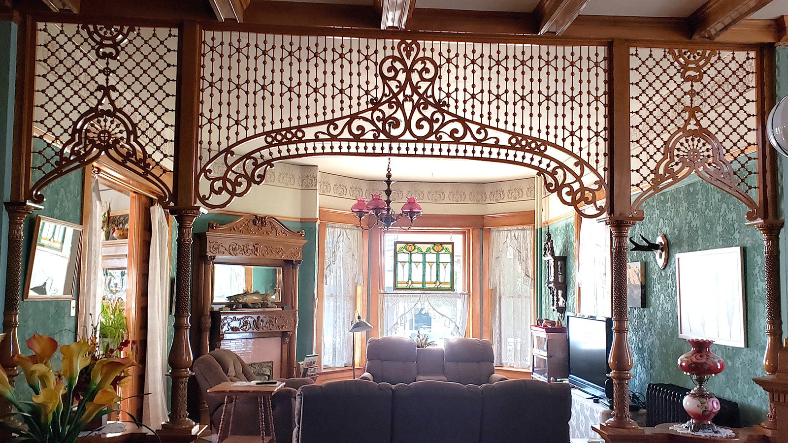 The beautiful fretwork in the Ferris Mansion in Rawlins is original to the home.
