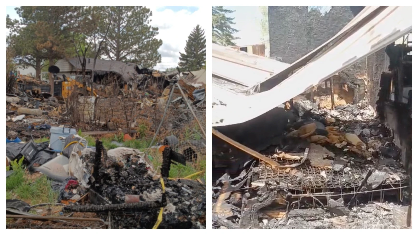 Fire damage to the Benitez home represents an almost total loss. The home was not insured.