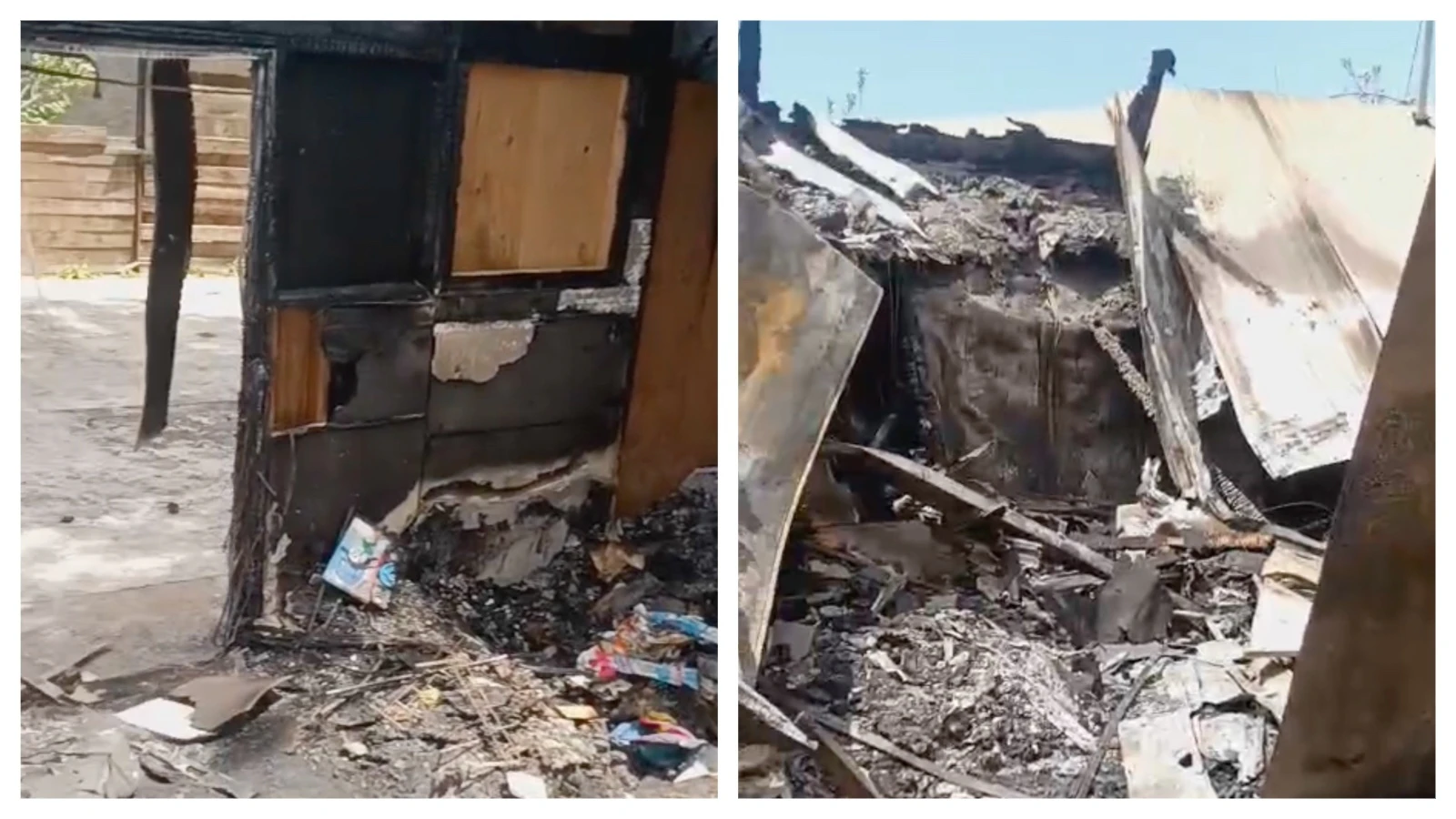 Fire damage to the Benitez home represents an almost total loss. The home was not insured.