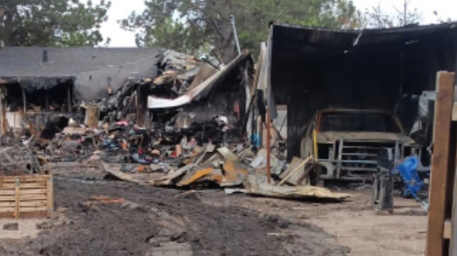 Fire damage to the Benitez home represents an almost total loss. The home was not insured.