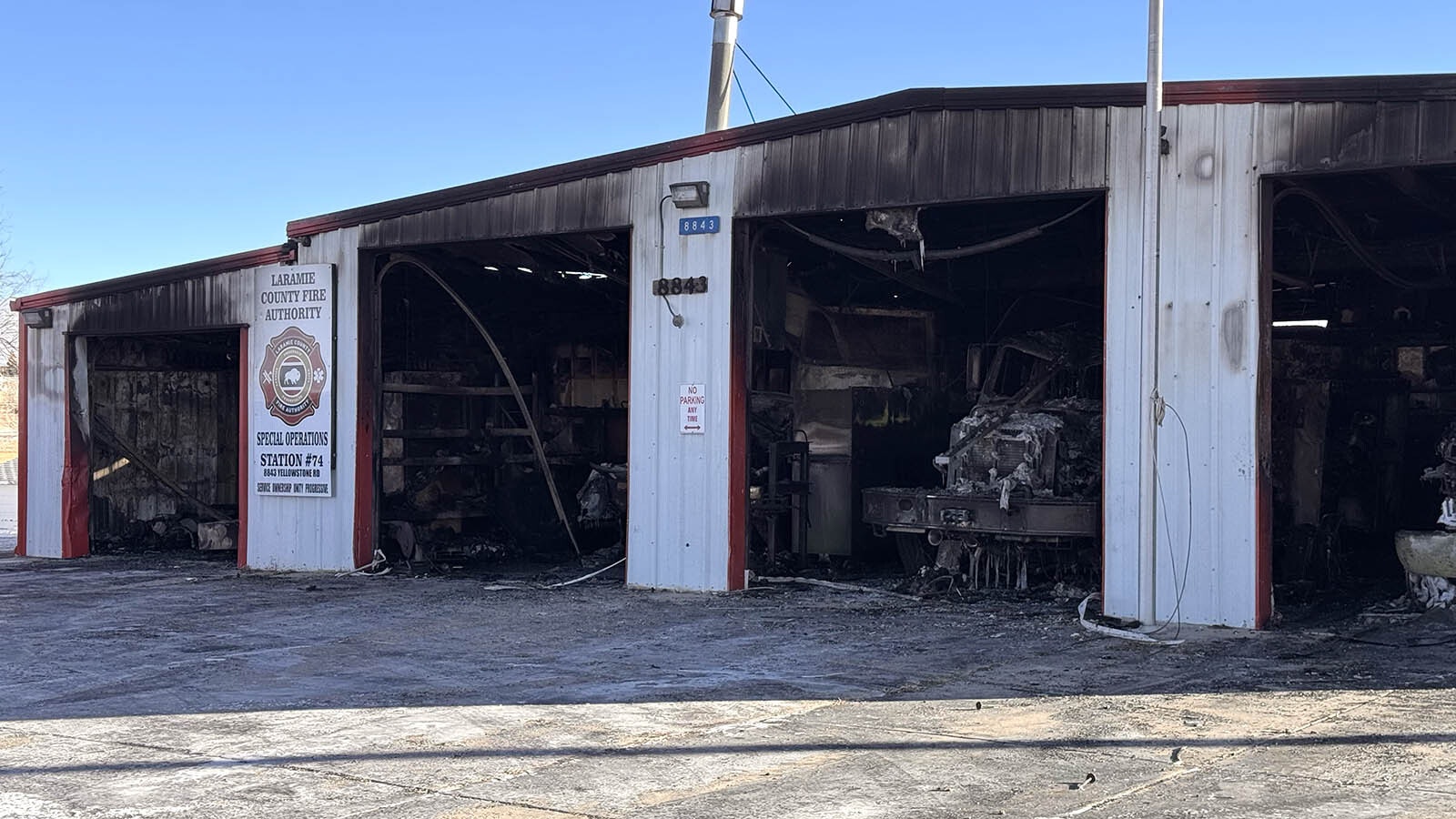 A blaze gutted Station 74 in the Laramie County Fire Authority on Saturday night, Jan. 11, 2025. The trucks and equipment inside are a total loss.