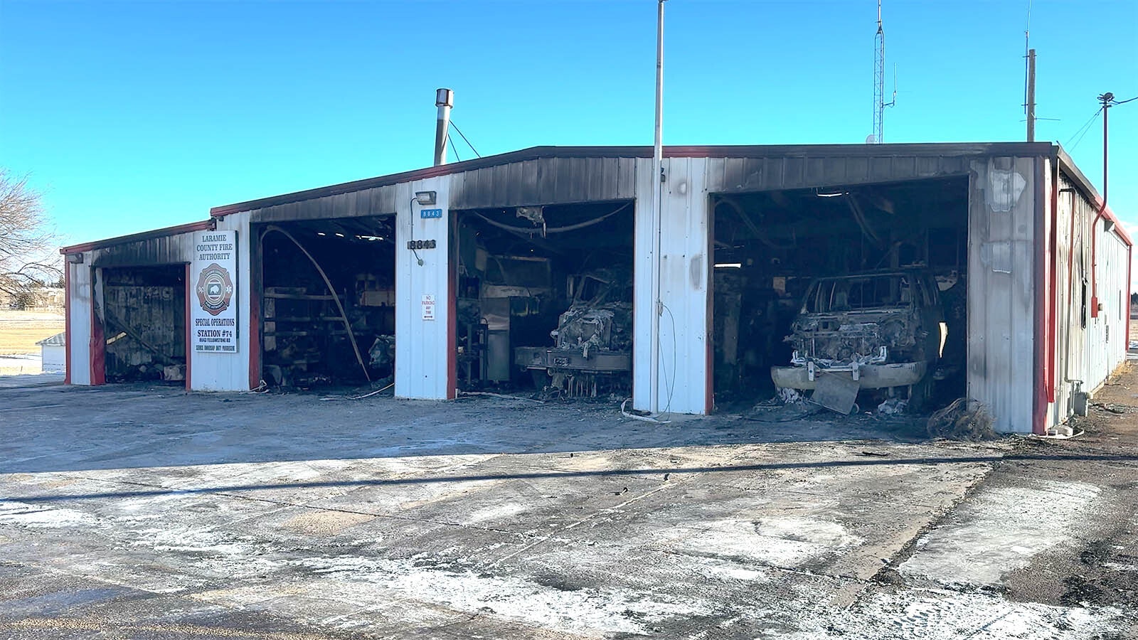 A blaze gutted Station 74 in the Laramie County Fire Authority on Saturday night, Jan. 11, 2025. The trucks and equipment inside are a total loss.