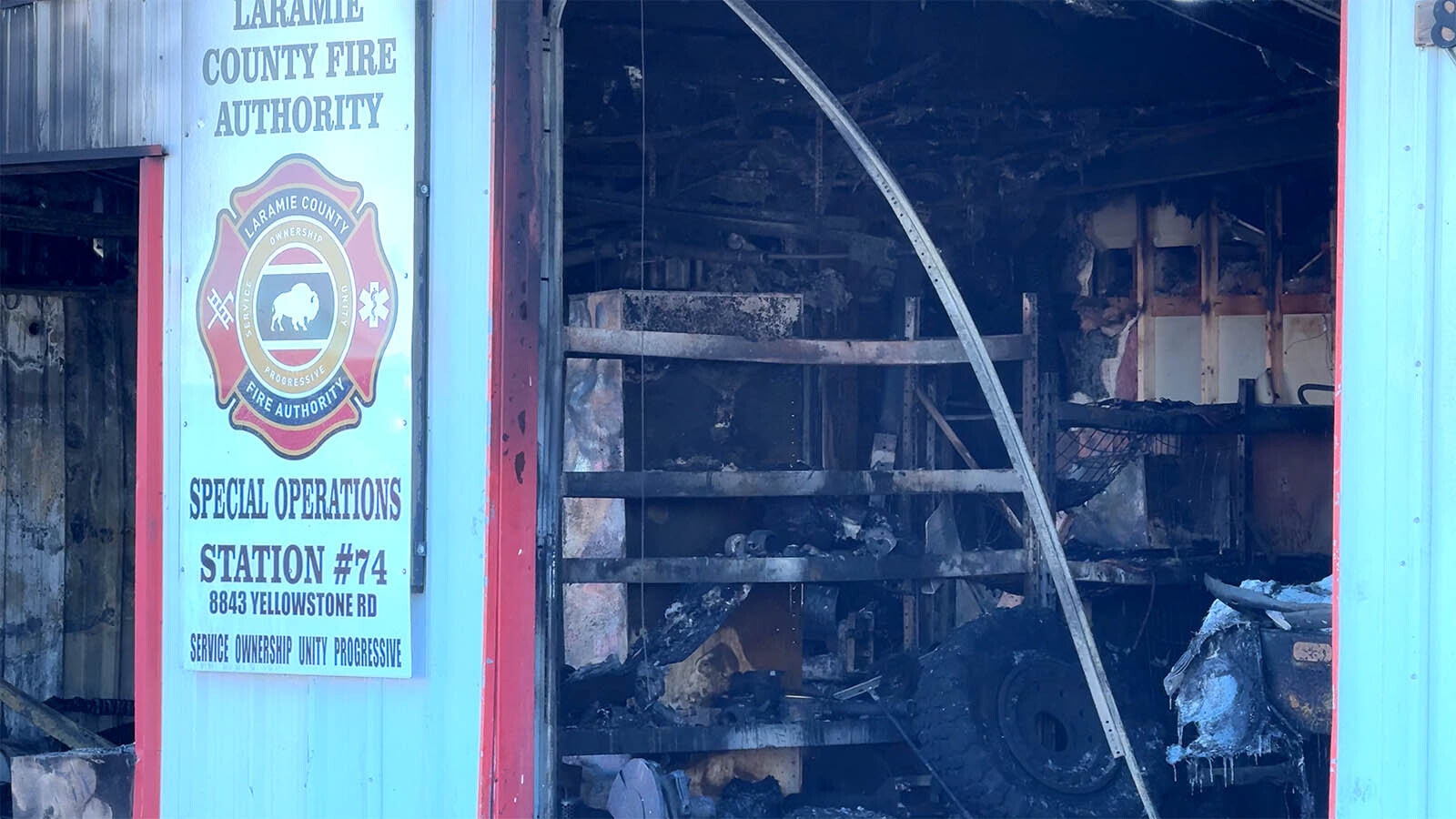 A blaze gutted Station 74 in the Laramie County Fire Authority on Saturday night, Jan. 11, 2025. The trucks and equipment inside are a total loss.