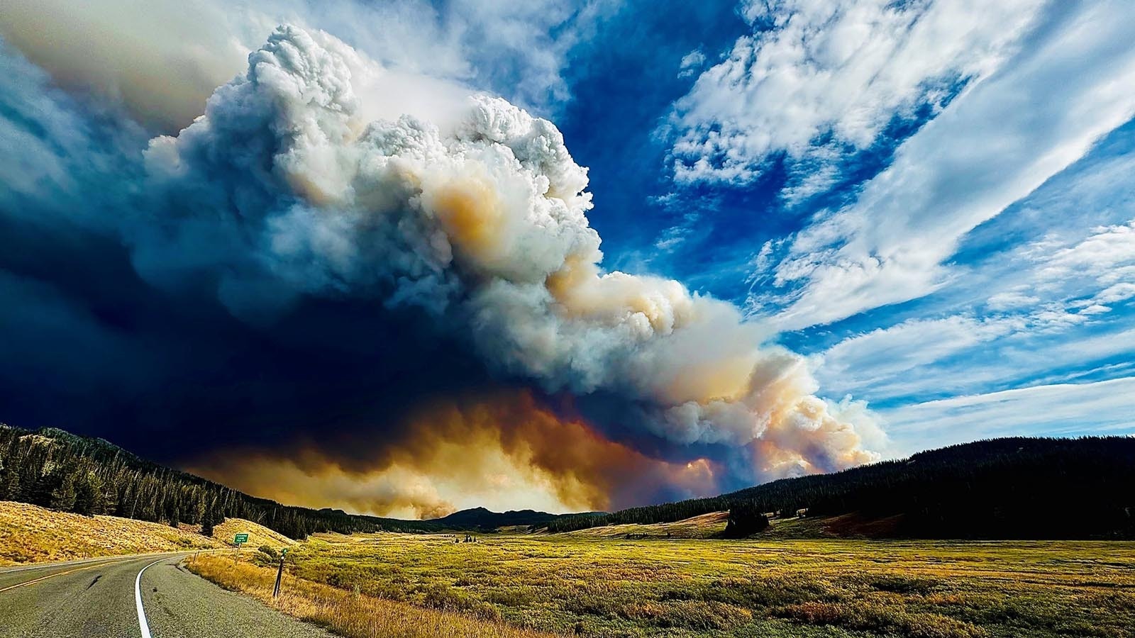 The Fish Creek Fire burning in the Bridger-Teton National Forest of northwest Wyoming.