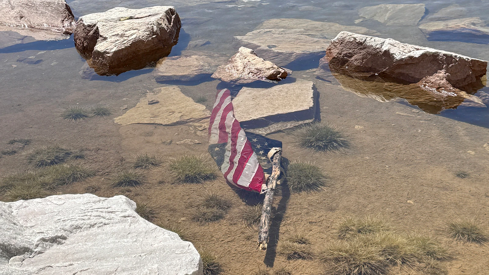 A Casper man reported that this flag was found in the water on July 4 of this year at the Medicine Bow Peak crash site.