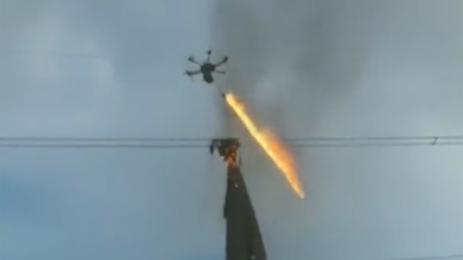 In some areas, drones equipped with flamethrowers are used to help clear debris off power lines.