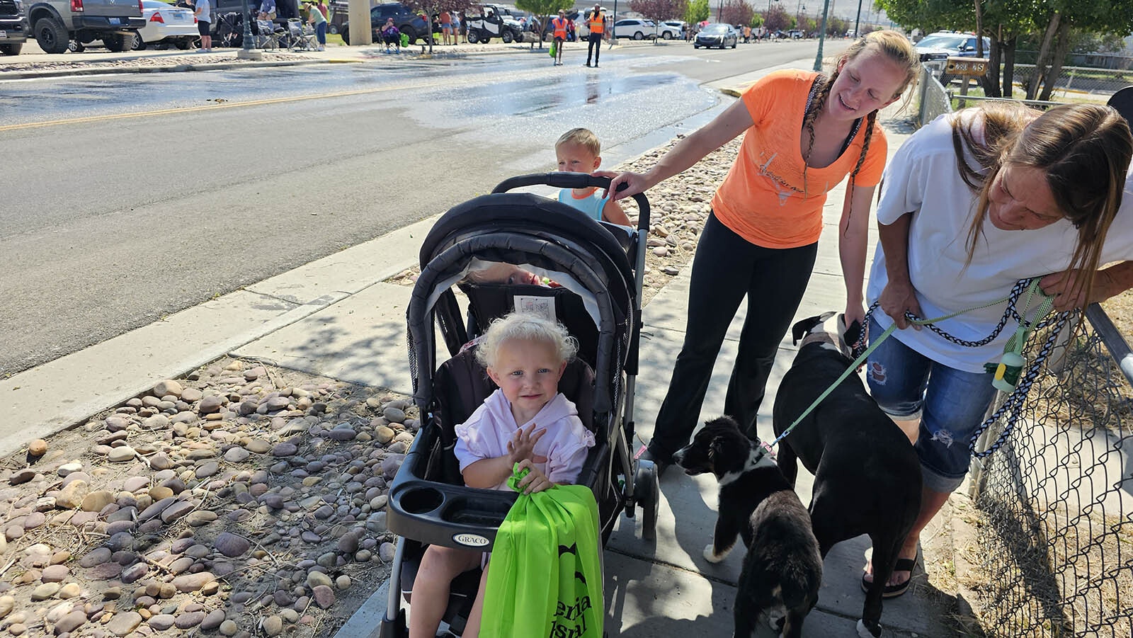 Everly Smith takes a break after gathering candy throughout the Flaming Gorde Days Parade.