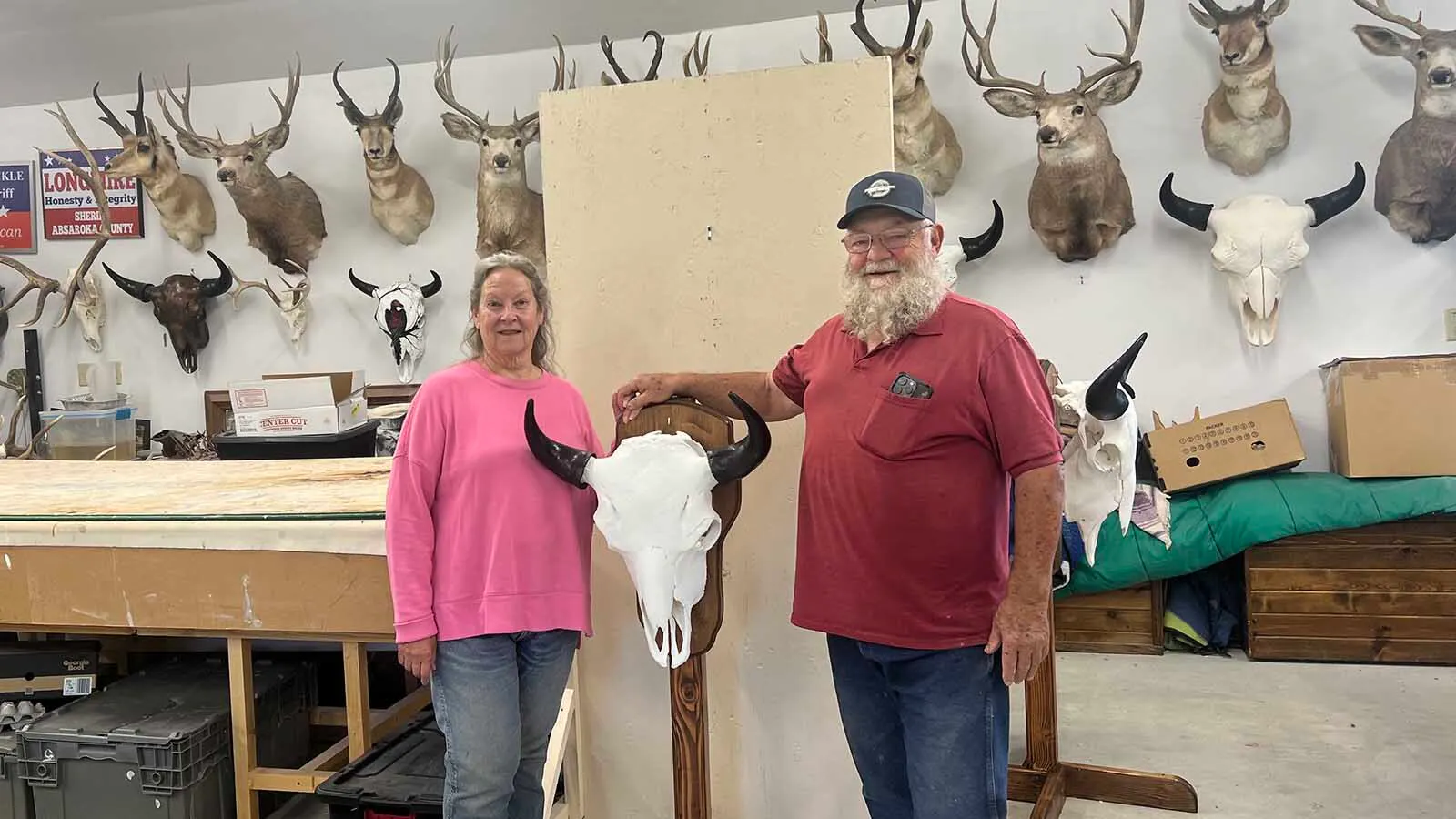 Charlie and Jo Stickney run C&J’s Bug Barn game skull cleaning business in Thermopolis.