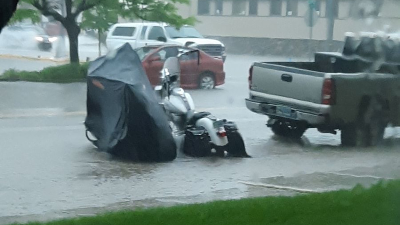 Flash flooding in Casper on Thursday at Ash and B streets.