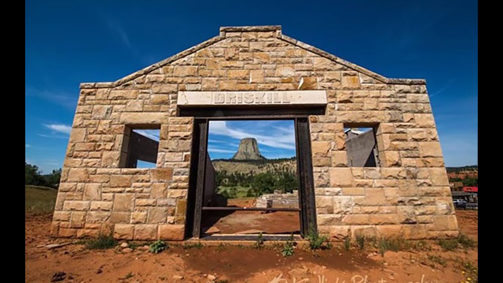 Ogden Drisill reassembled the old sandstone mill on his property, with a new stone addition over the door frame.