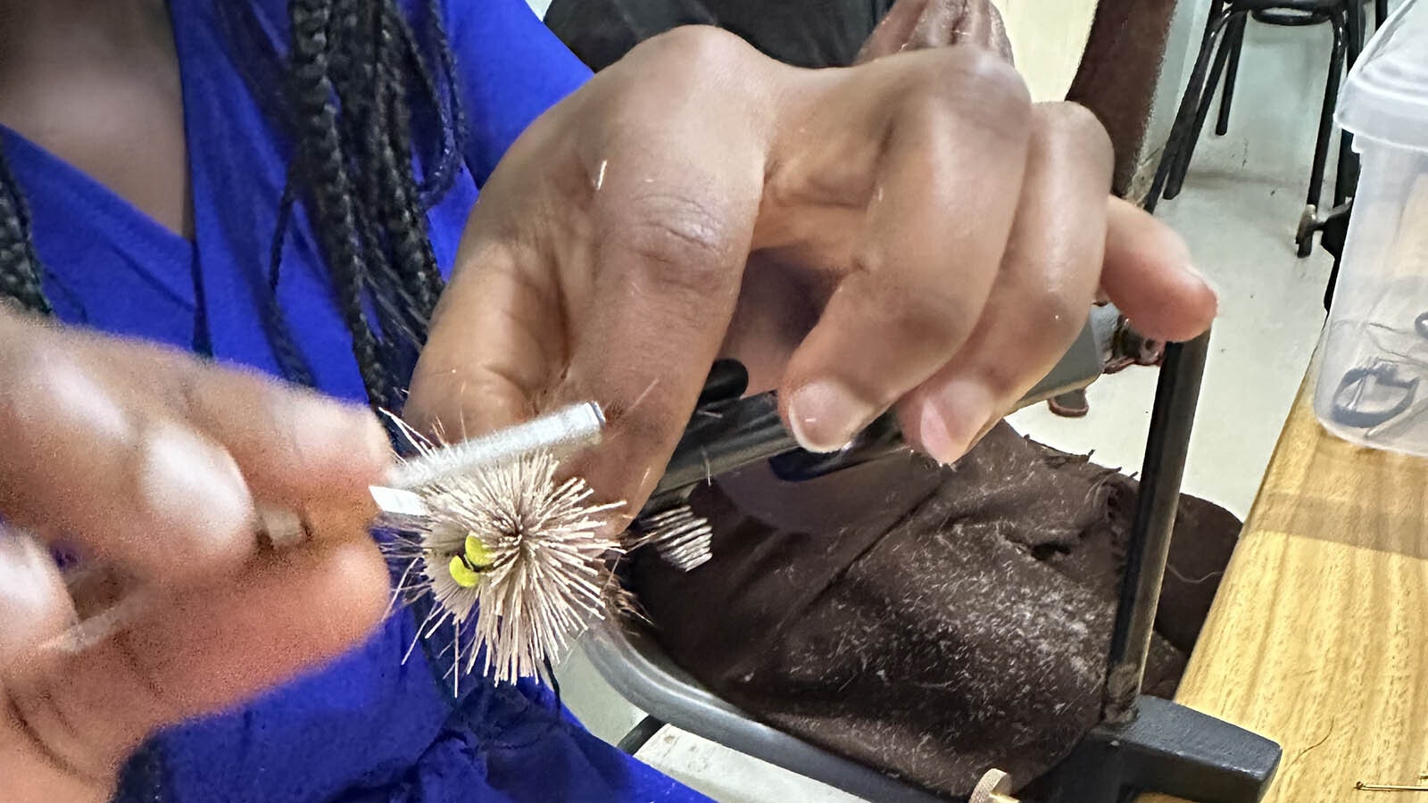 A Rescue River fly gets its final touches.