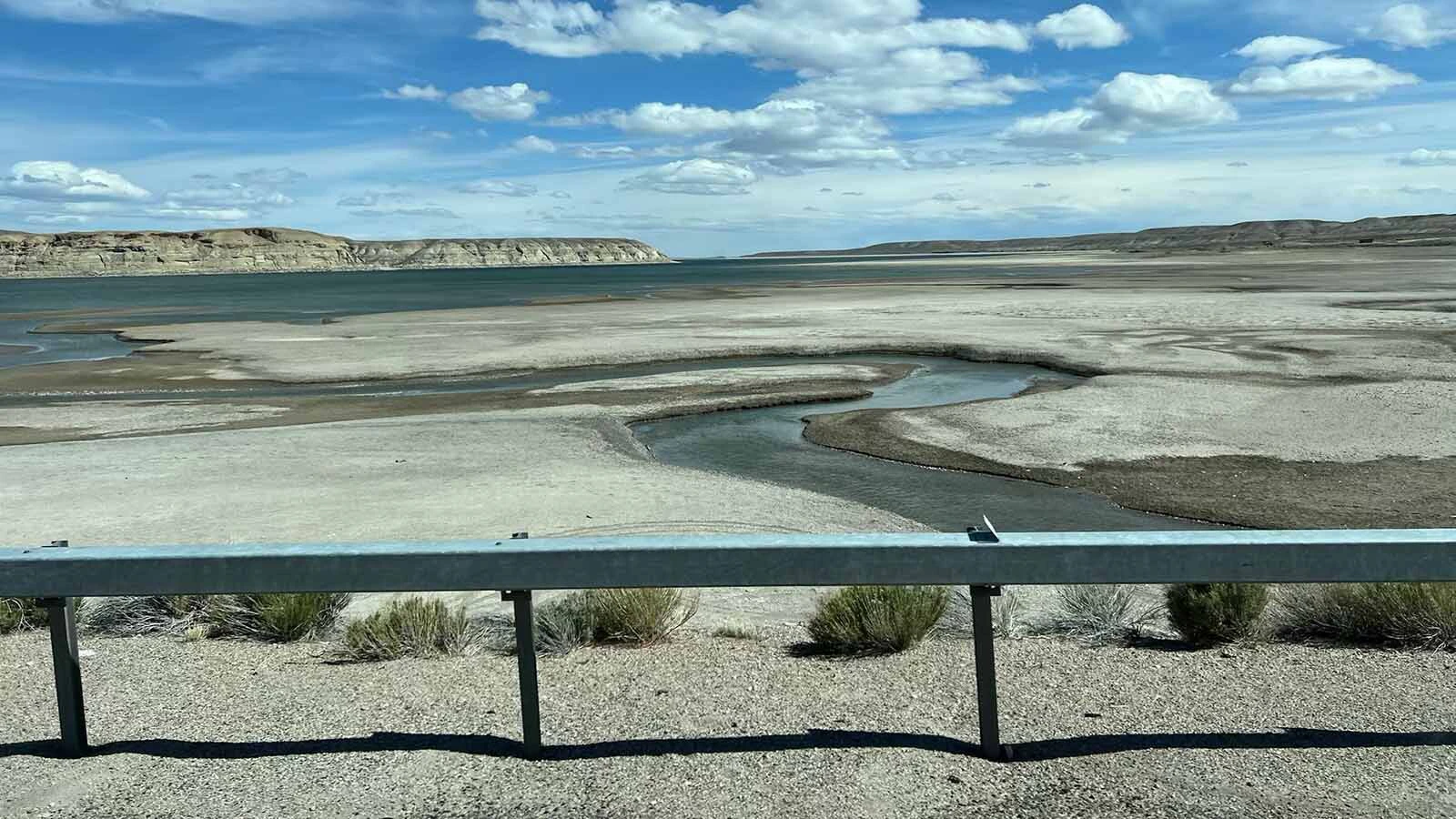 The upper end of Fontenelle Reservoir, near the causeway in Lincon County, looks incredibly low this spring.