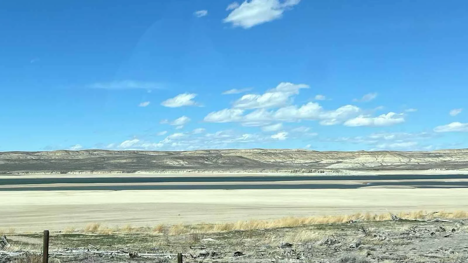 Looking north to northwest toward Fontenelle Reservoir from Highway 189 in Lincoln County, the reservoir is low this spring.