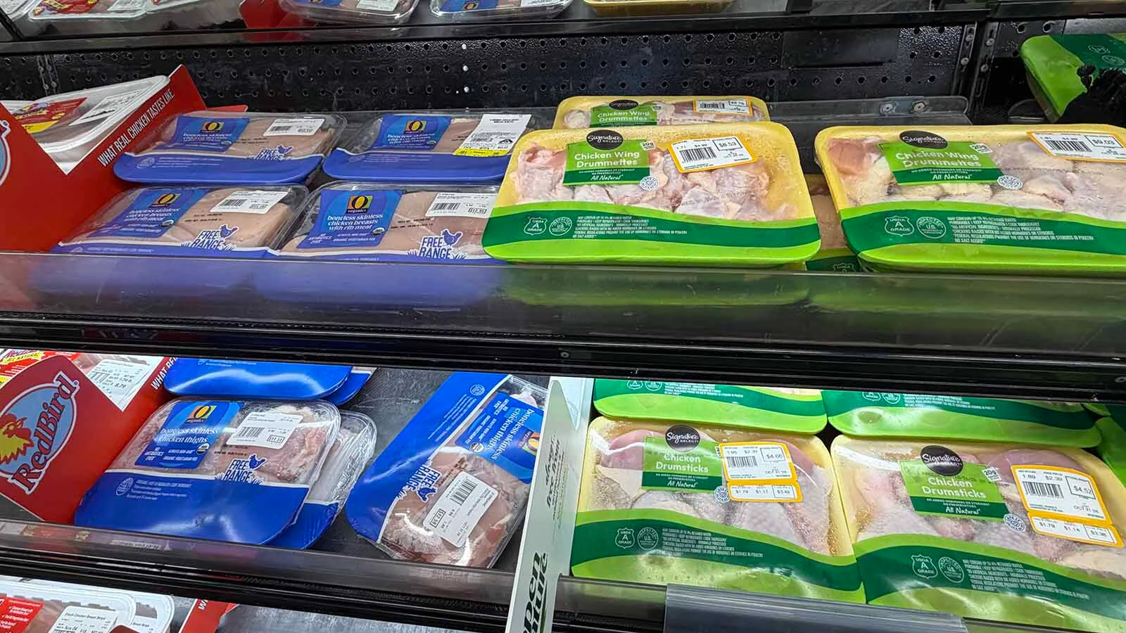 Packages of chicken in the meat case at Albertsons in Casper. 