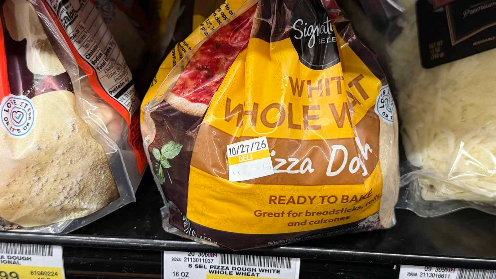 Pizza dough with an Oct. 27 sticker at Albertsons in Casper.